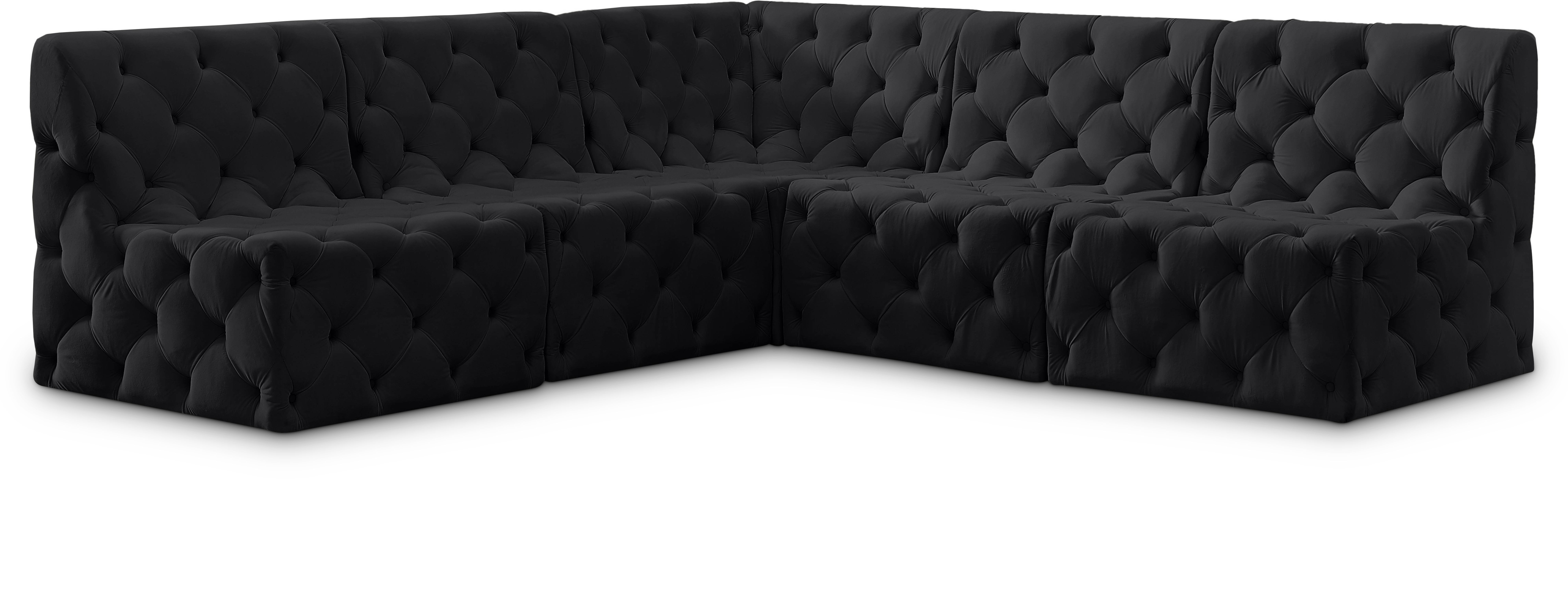 Tuft - 5 Piece Modular Corner Armless Sectional - Black