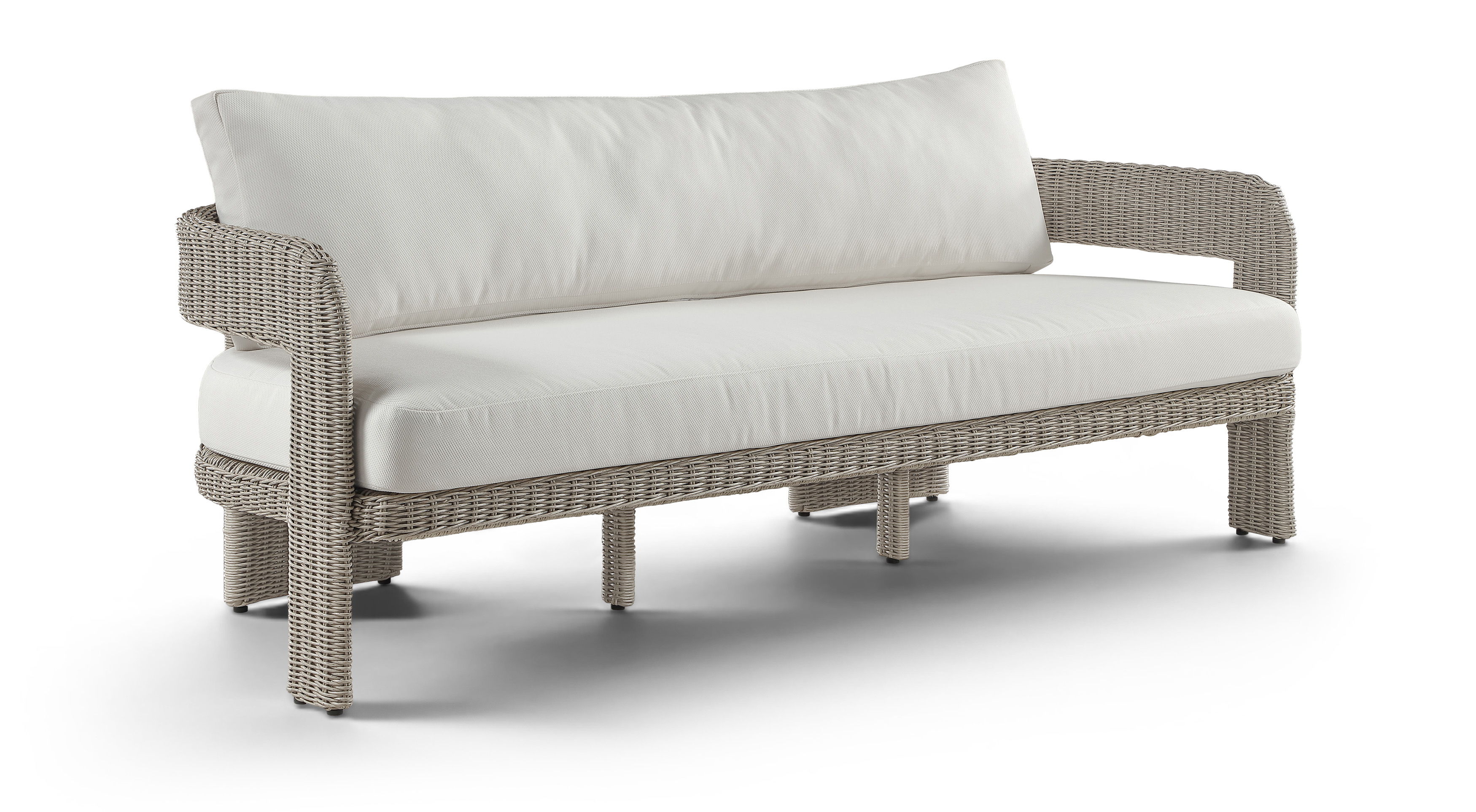 Sandbay - Olefin Water Resistant Fabric And Wicker Outdoor Patio Sofa - Cream