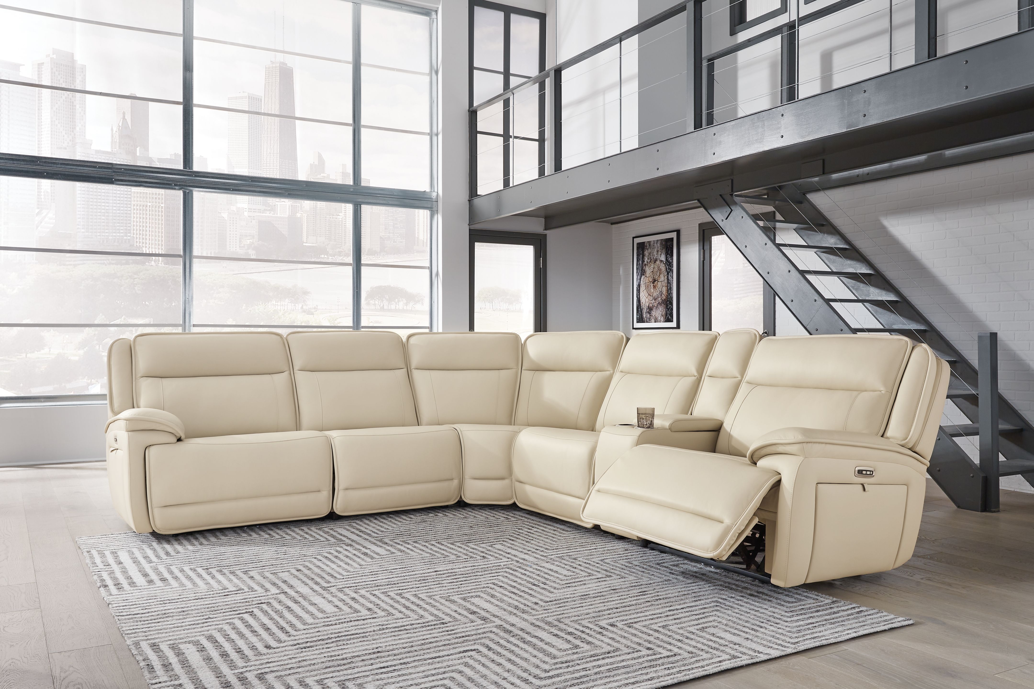 Ashley Furniture Double Deal - 6-Piece Power Reclining Sectional With Console - Almond - Image 6