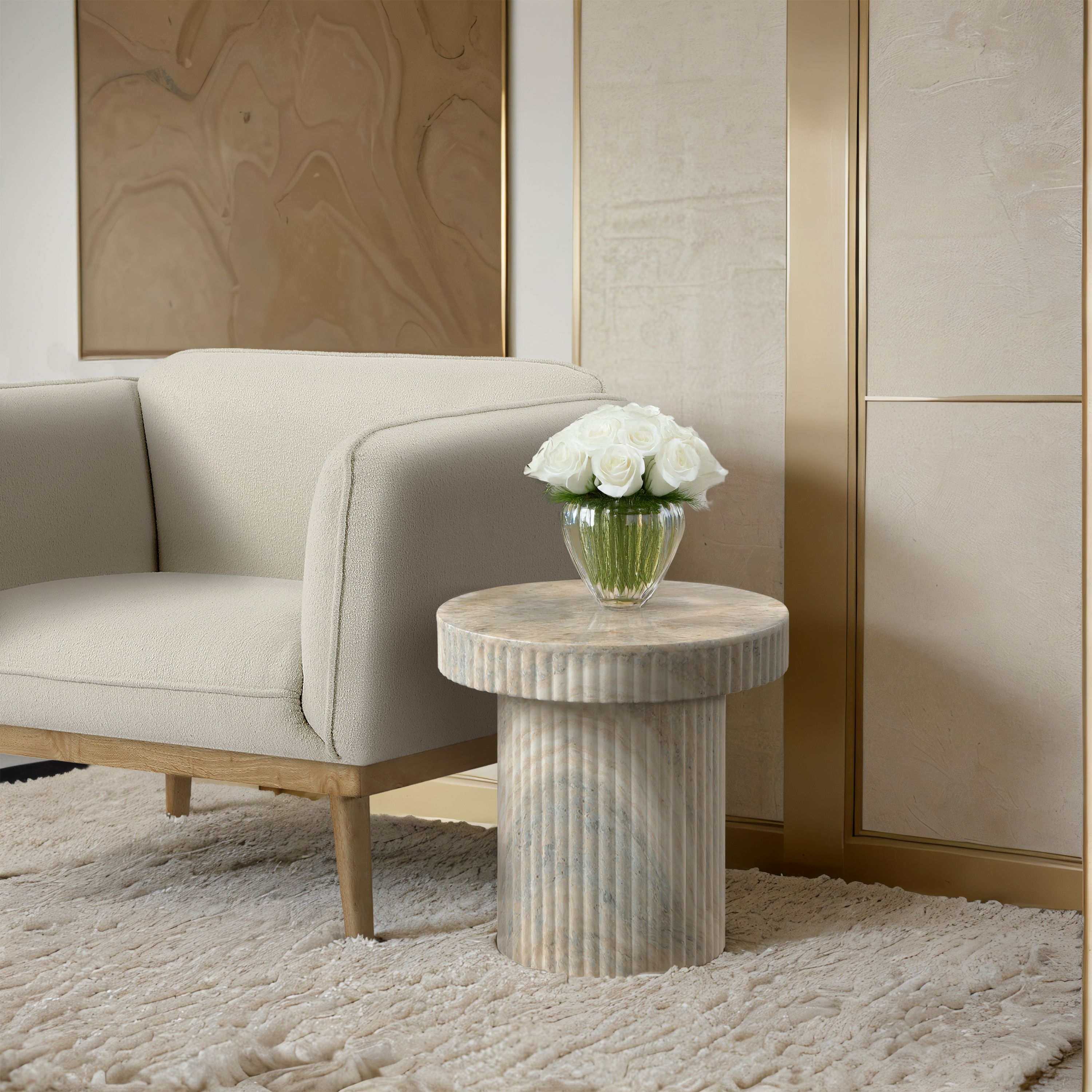 Legatto - Concrete End Table - Travertine