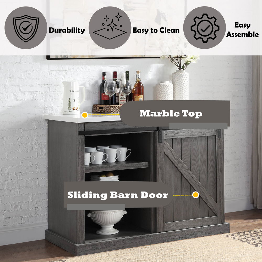 Gauri - Kitchen Island - Marble Top Top & Gray Oak, dark gray, view 6