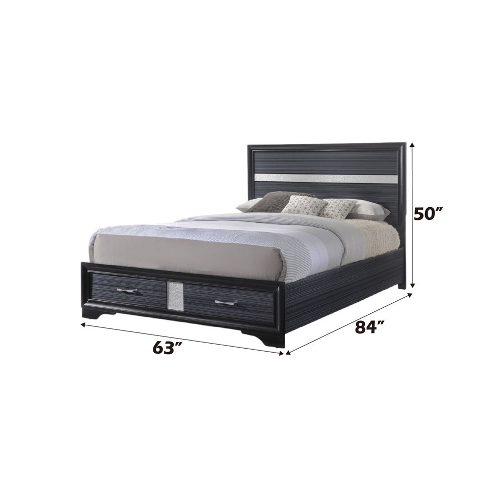 Naima - Queen Bed With Storage - Black, black, view 6