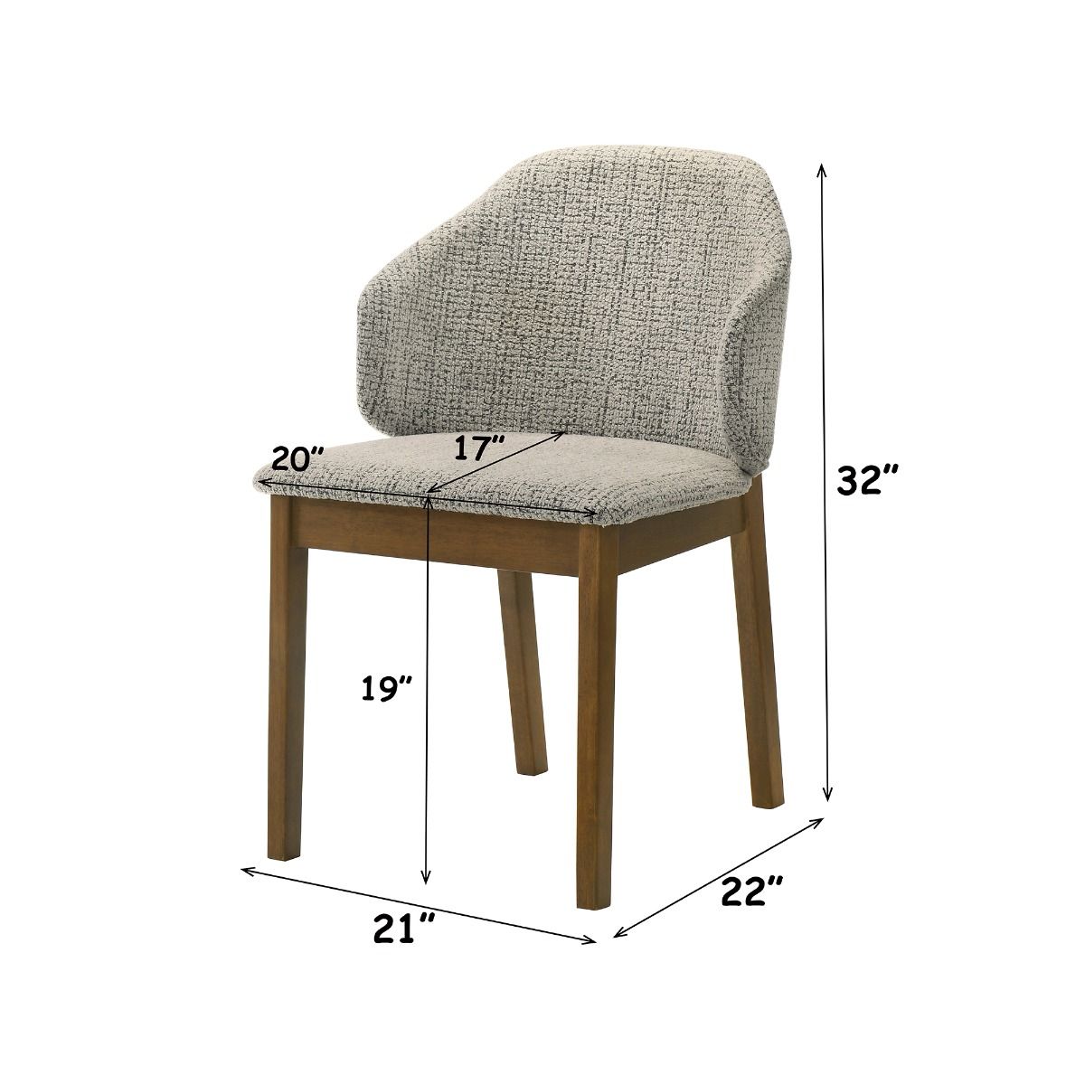 Oleia - Side Chair (Set of 2) - Chenille & Walnut, gray, view 7