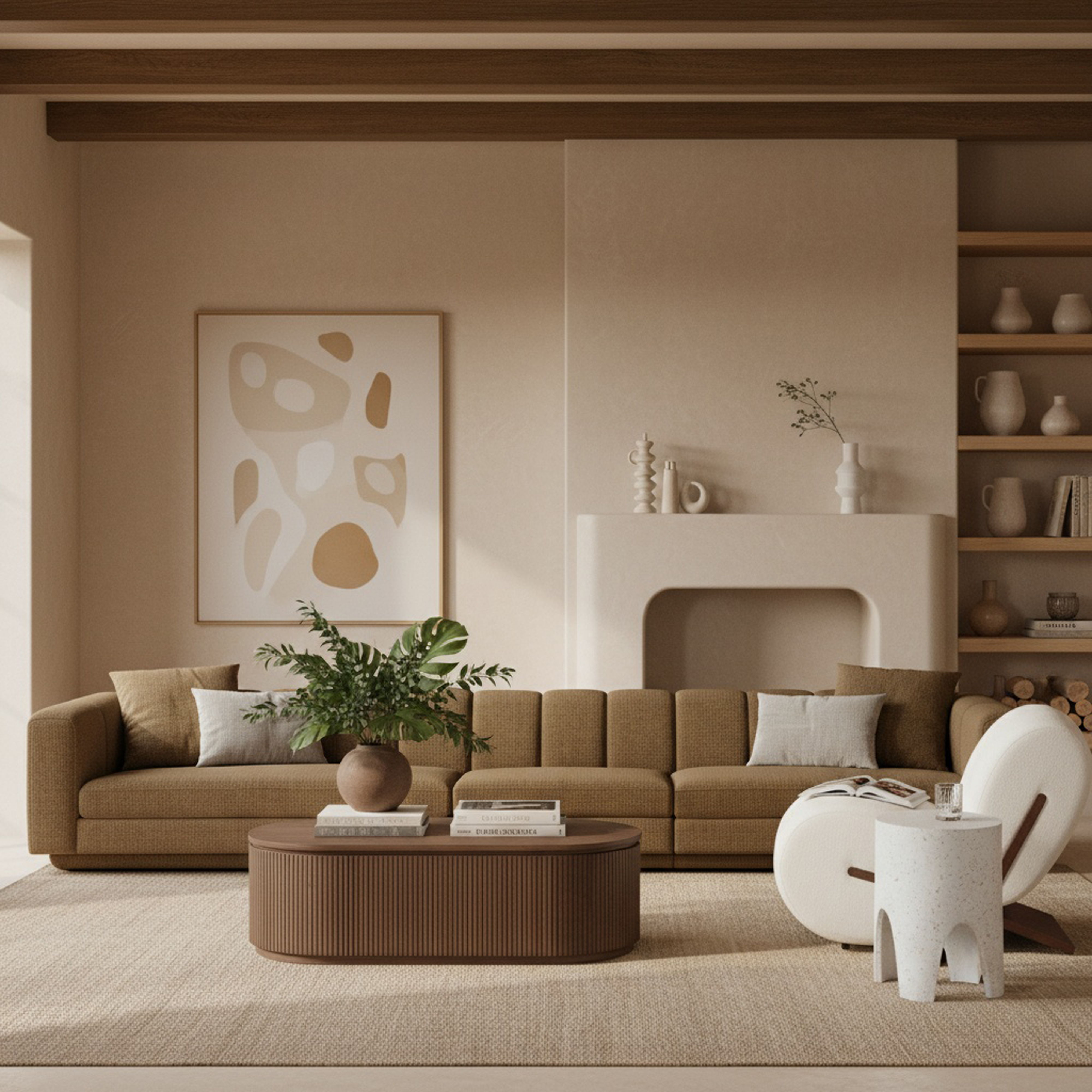 Modari - Fabric Upholstered 3 Piece Modular Sofa - Brown
