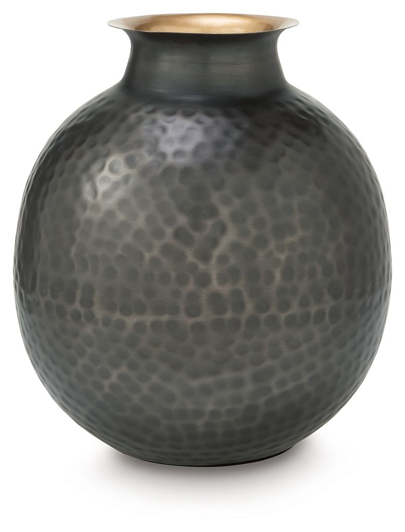 Woody - Vase - 12" - Pewter / Gold Finish
