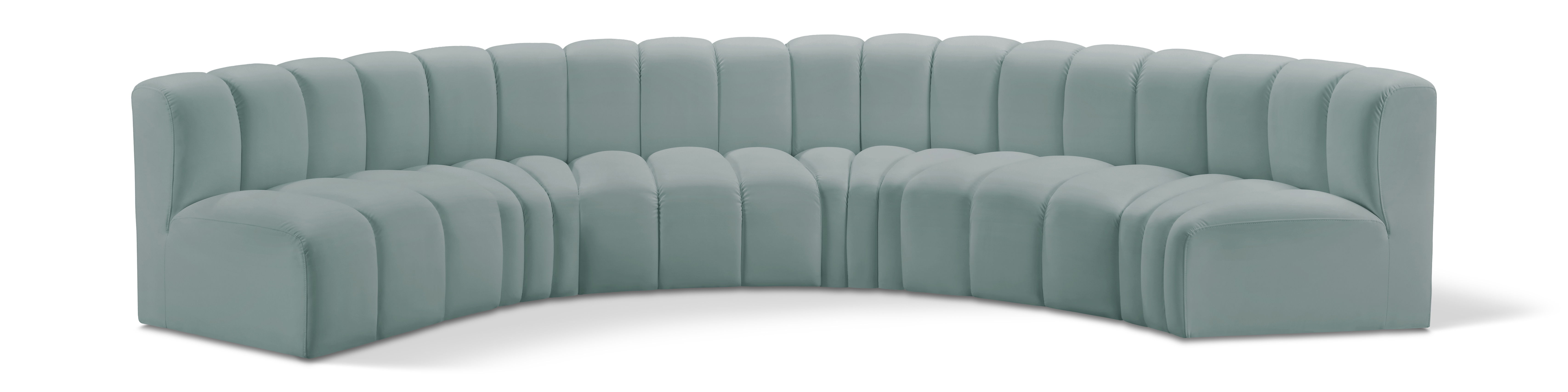 Arc - Faux Leather 6 Piece U-Shaped Modular Sofa - Mint Green