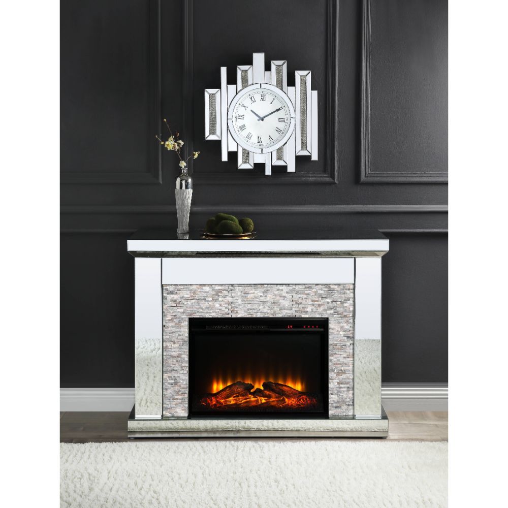 Laksha - Fireplace - Mirrored & Stone, silver, view 3
