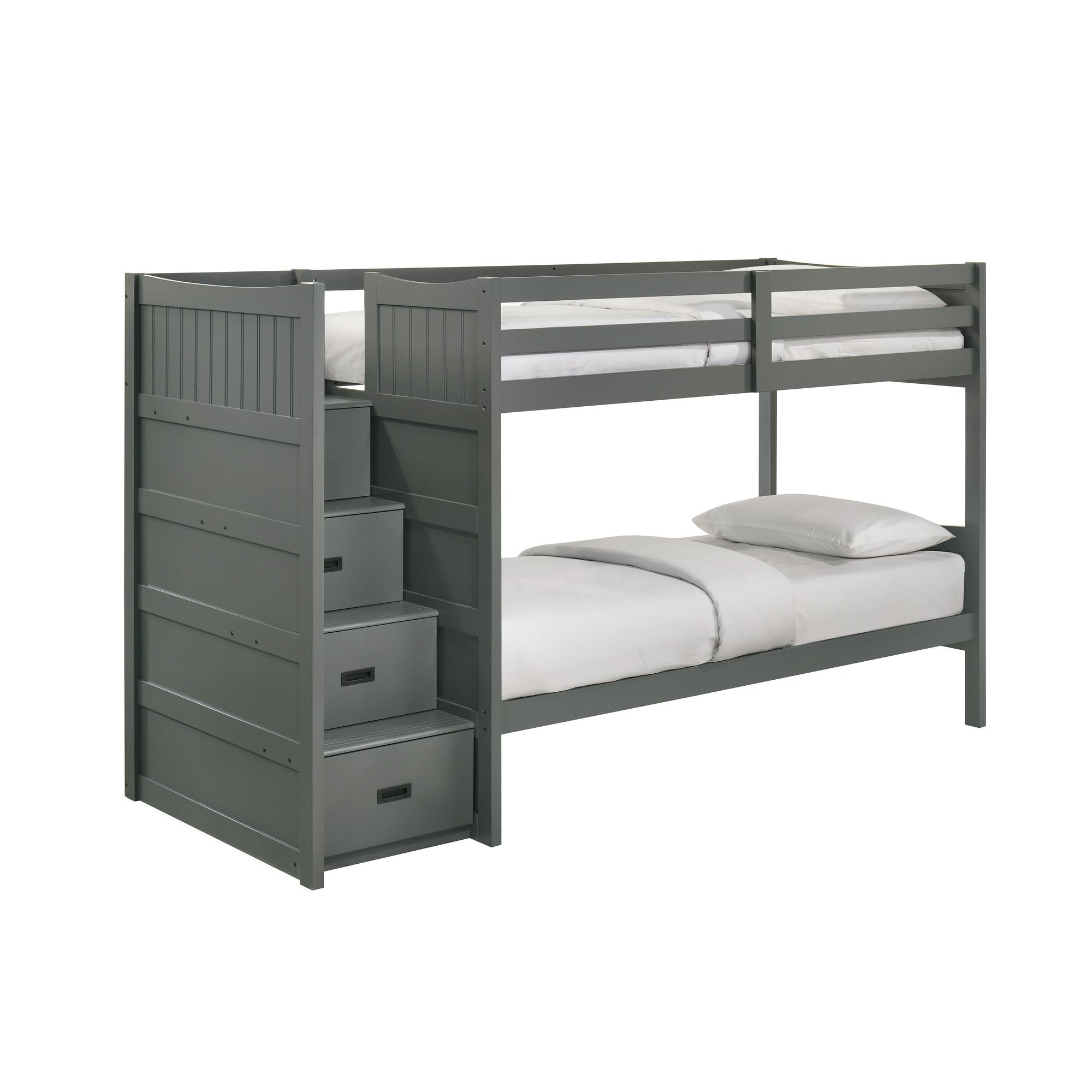 Sami - Twin Over Twin Step Bunk With Left Headboard - Gray