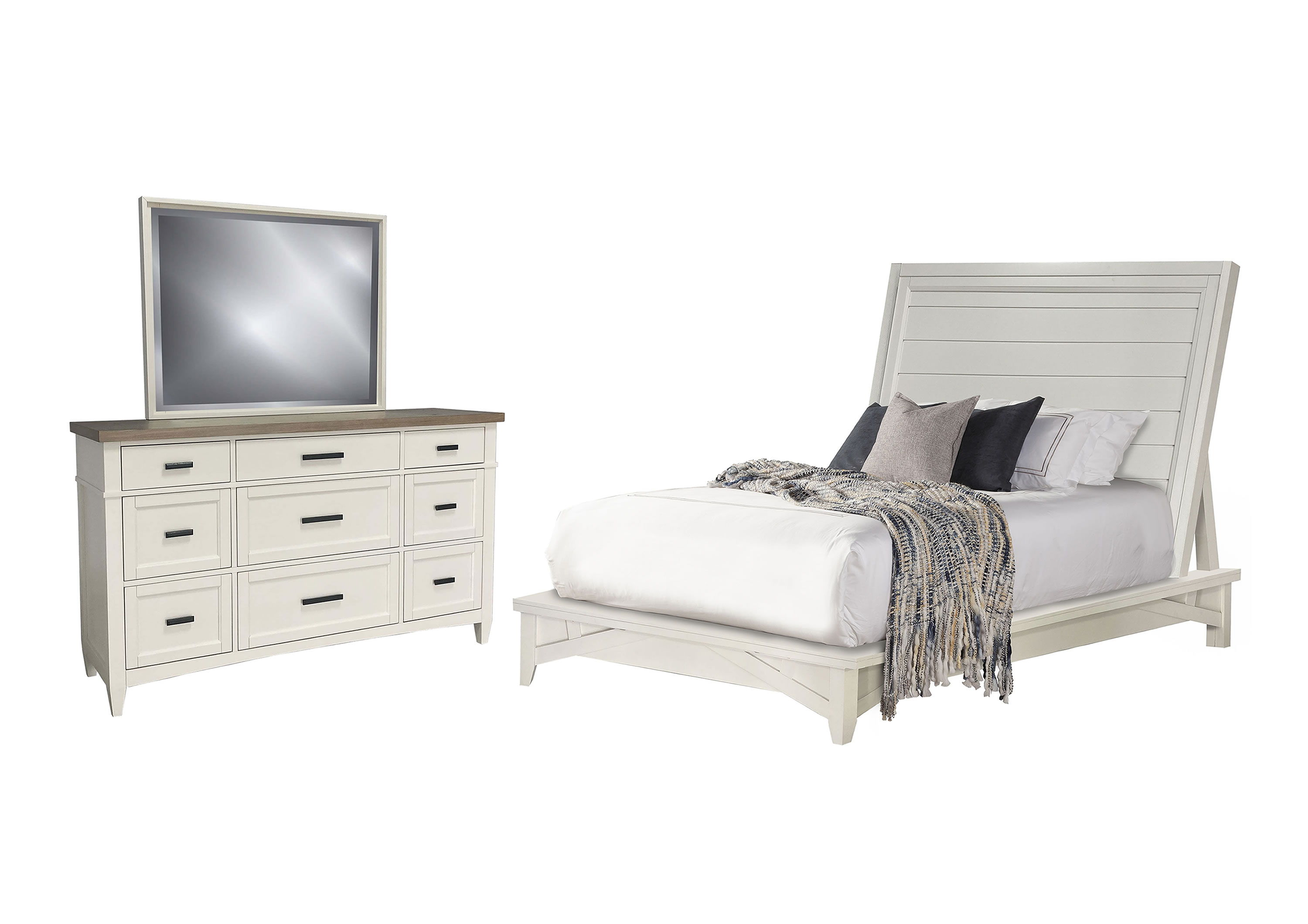 Americana Modern - Bedroom King Platform Bed With Dresser And Mirror - Cotton Image