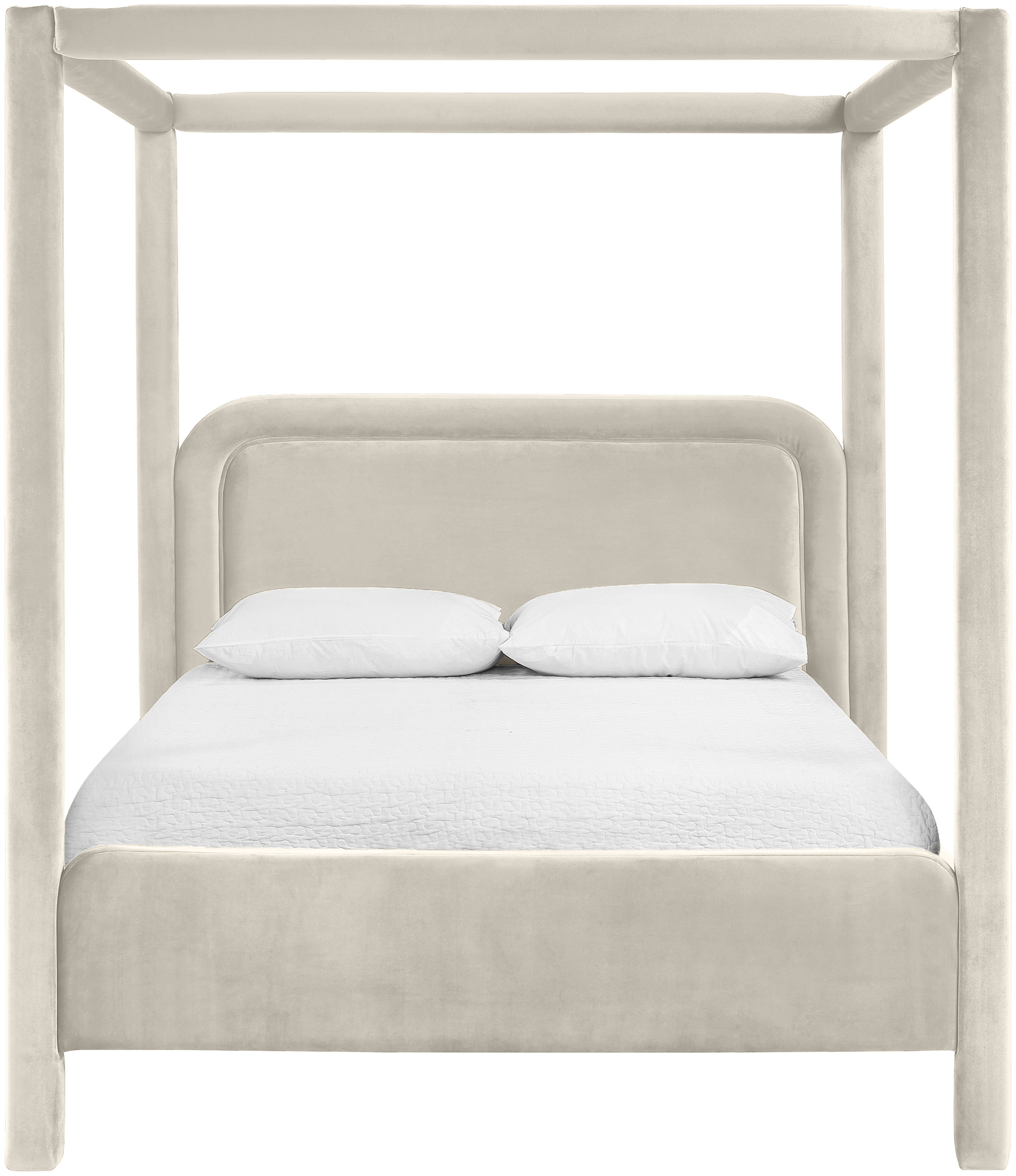 Salina - Velvet Upholstered Full Bed - Cream