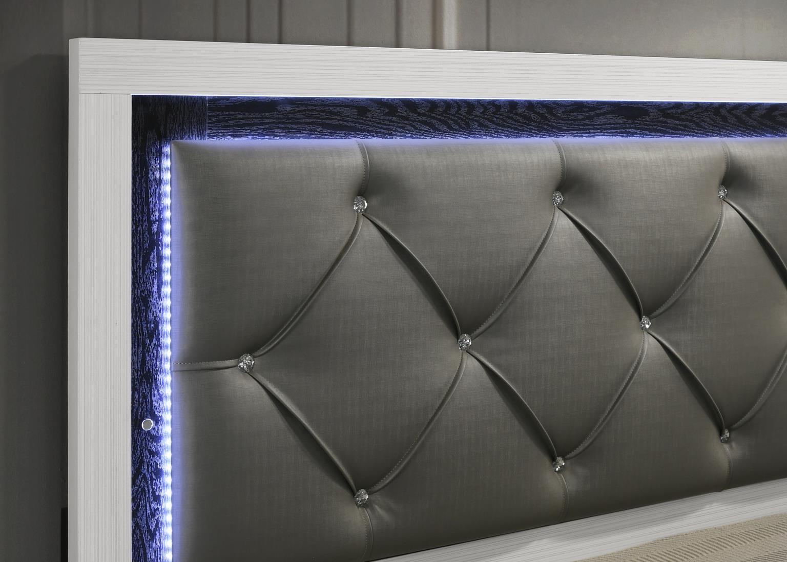 B388 - LED Queen Bed - White