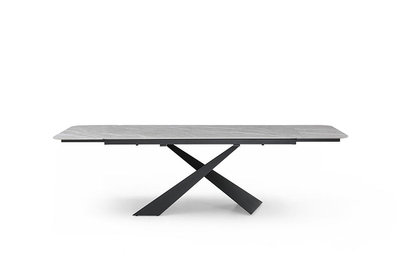 9422 - Ceramic & Metal Dining Table - Gray / Black
