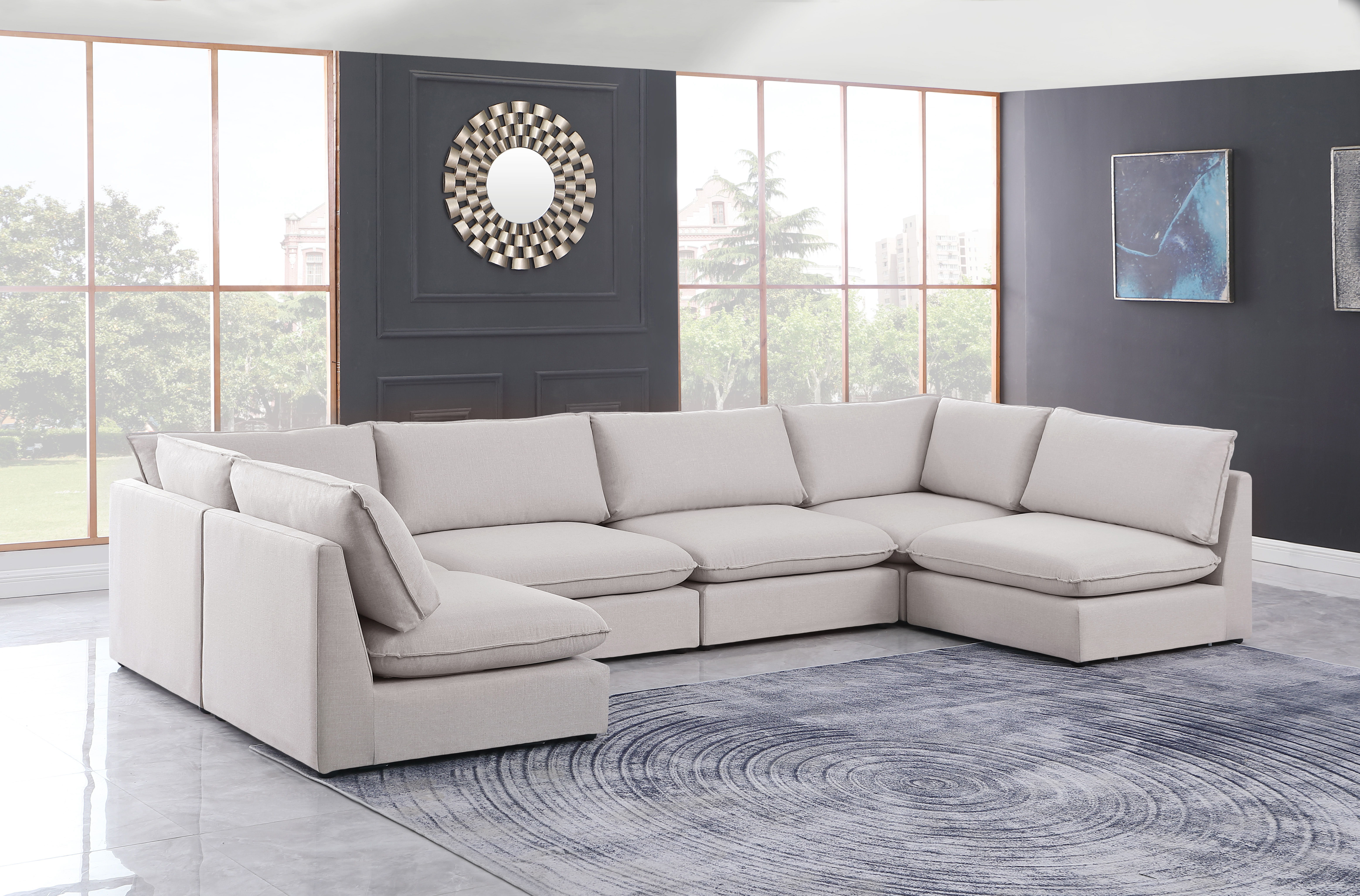 Mackenzie - 6 Piece Modular U-Shaped Sectional - Beige