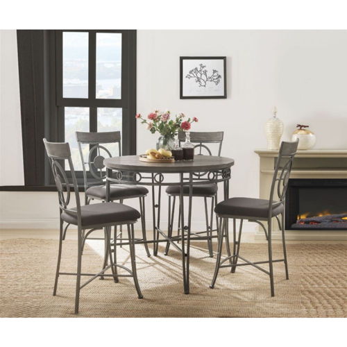 Landis - Counter Height Table - Oak & Gunmetal, dark gray