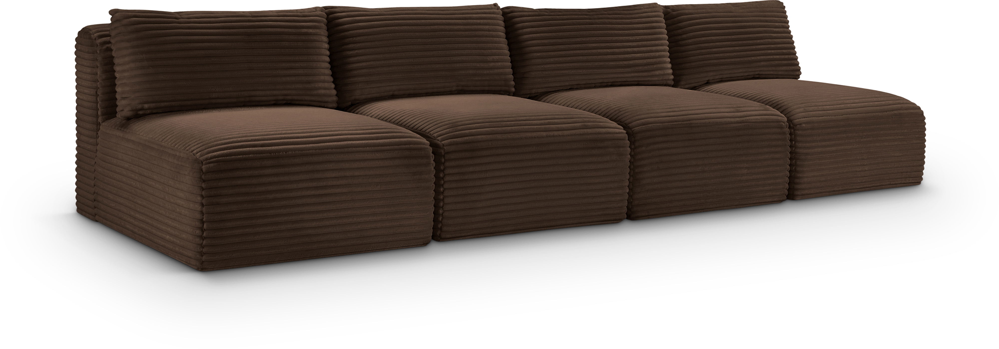Shaggy - 4 Seat Modular Armless Sofa - Brown