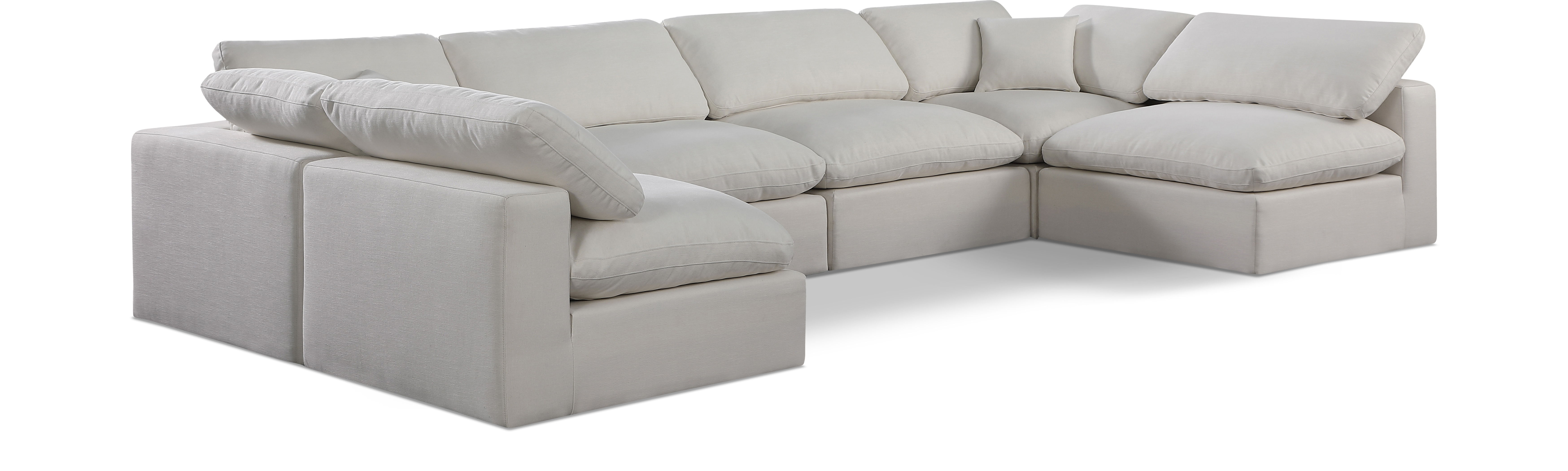 Comfy - 6 Piece Linen Modular Armless Sectional - Light Gray