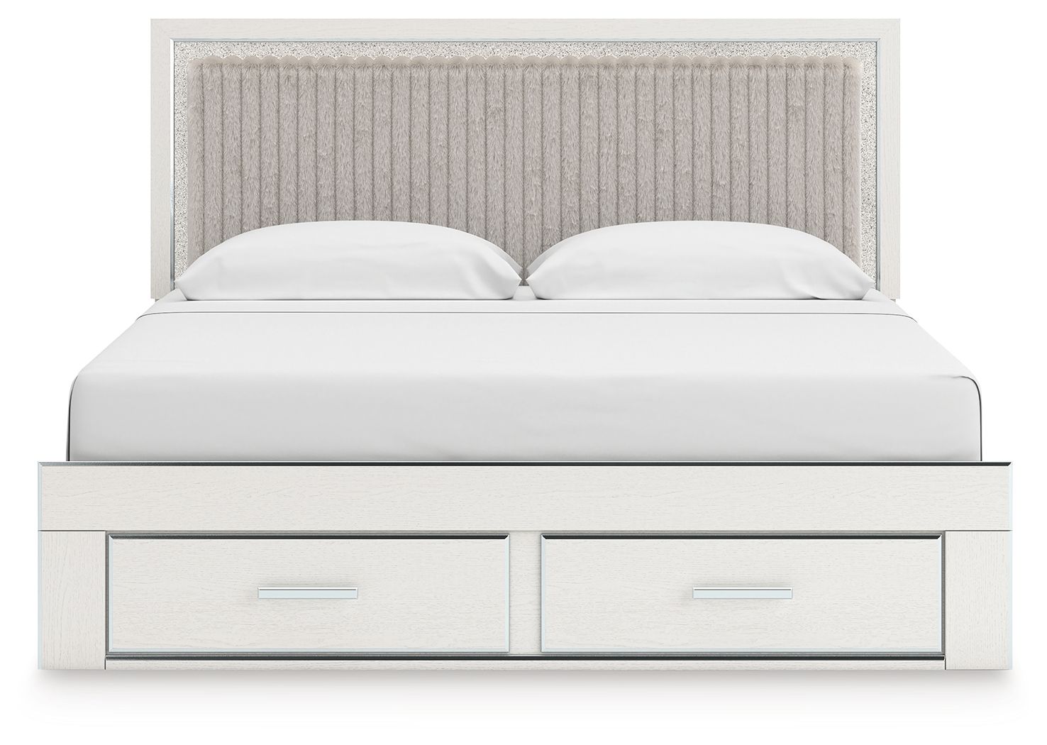 Zuraleus - King Upholstered Panel Platform Storage Bed - White