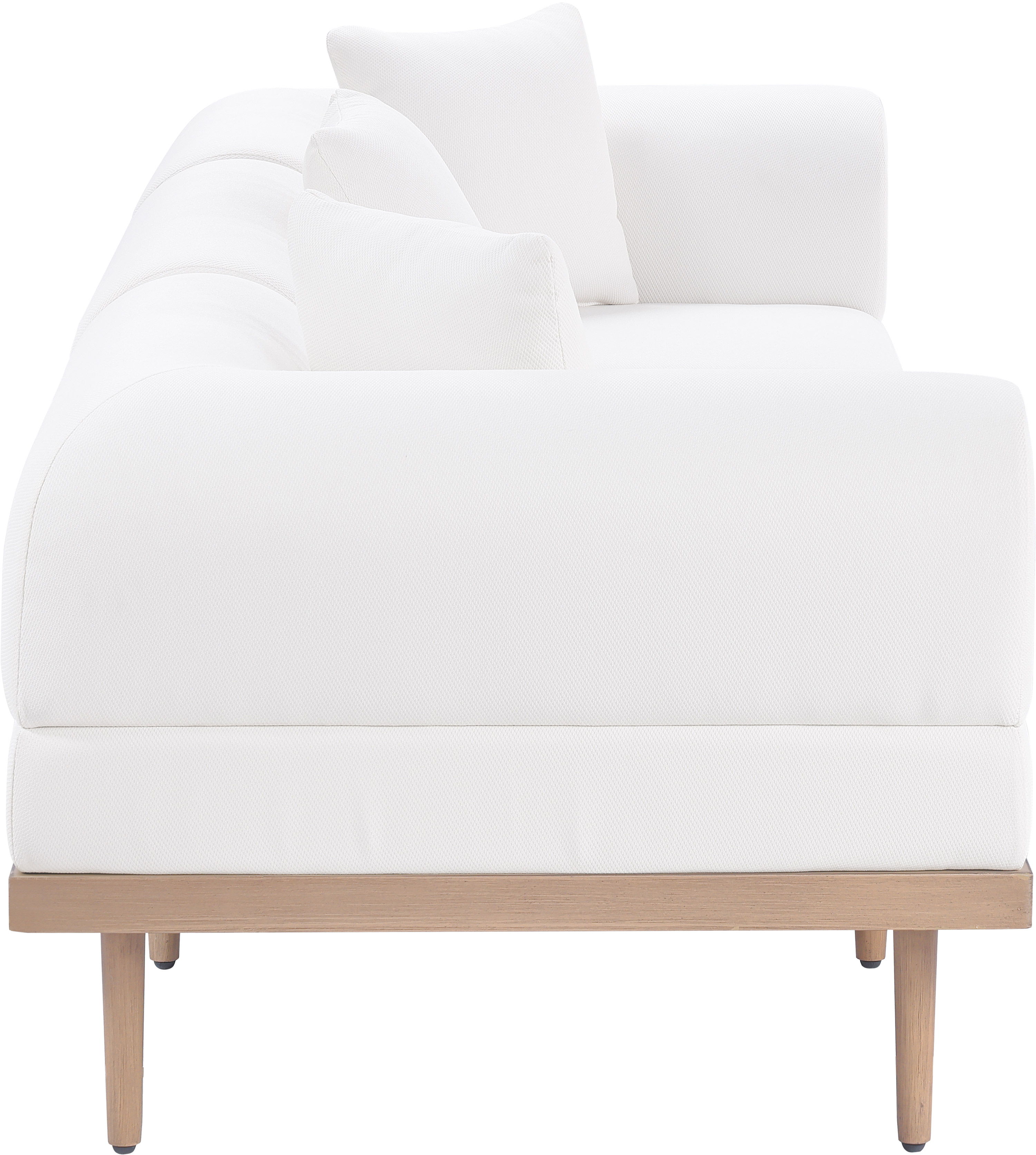 Laguna - 3 Piece Resilient Water Resistant Fabric 106.5" Upholstered Outdoor Patio Modular Sofa - Cream