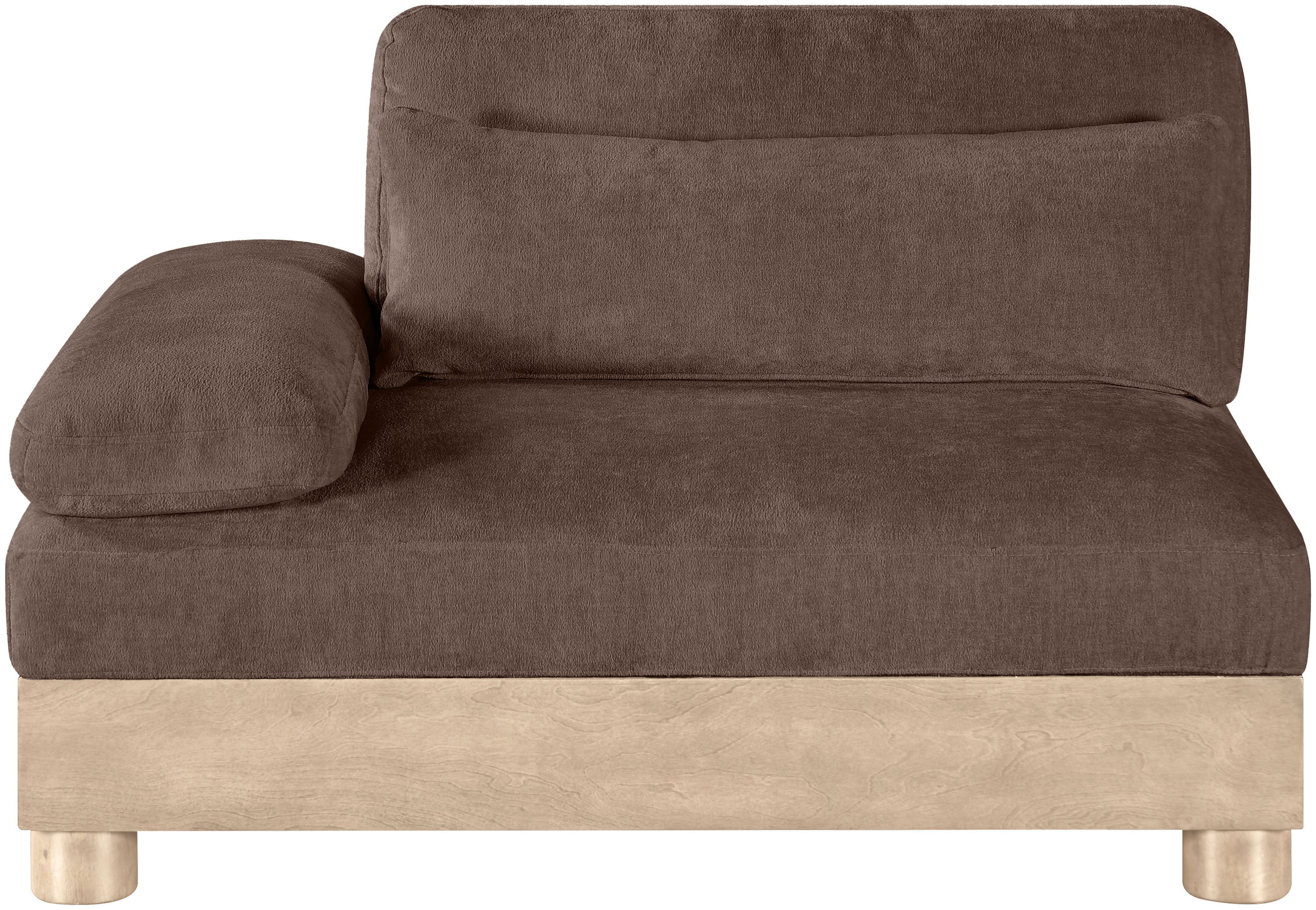 Turin - Chenille Fabric Upholstered Modular Left Arm Chair - Brown / Natural Oak