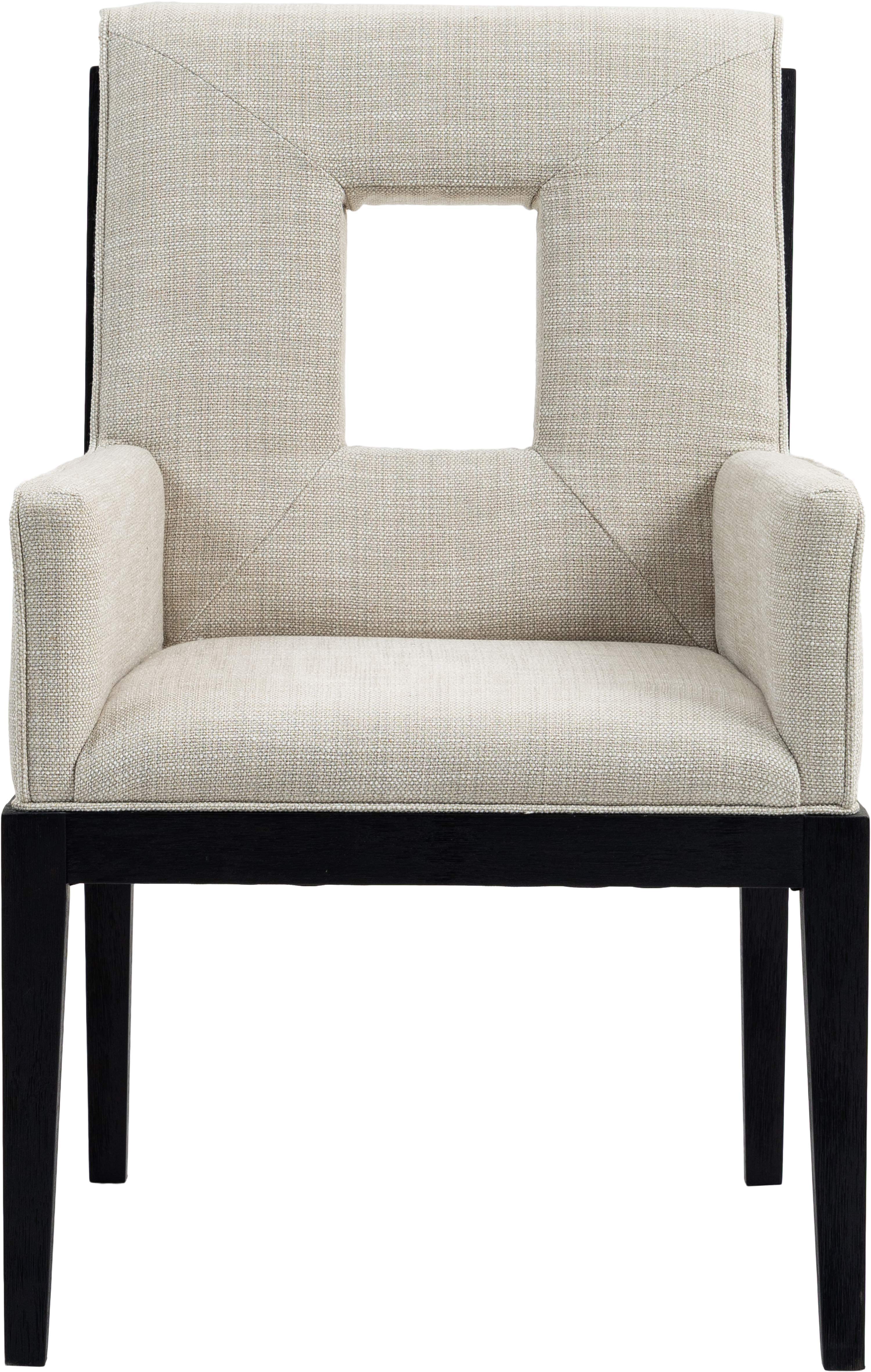 Gwendolyn - Dining Arm Chair With Black Frame - Cream