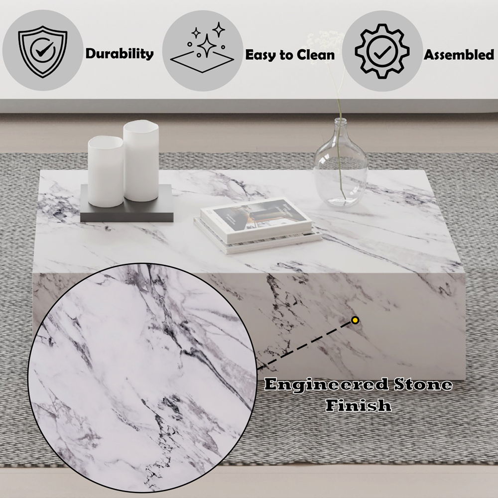 Fritzy - 48" Coffee Table - Engineered Stone, white, view 8