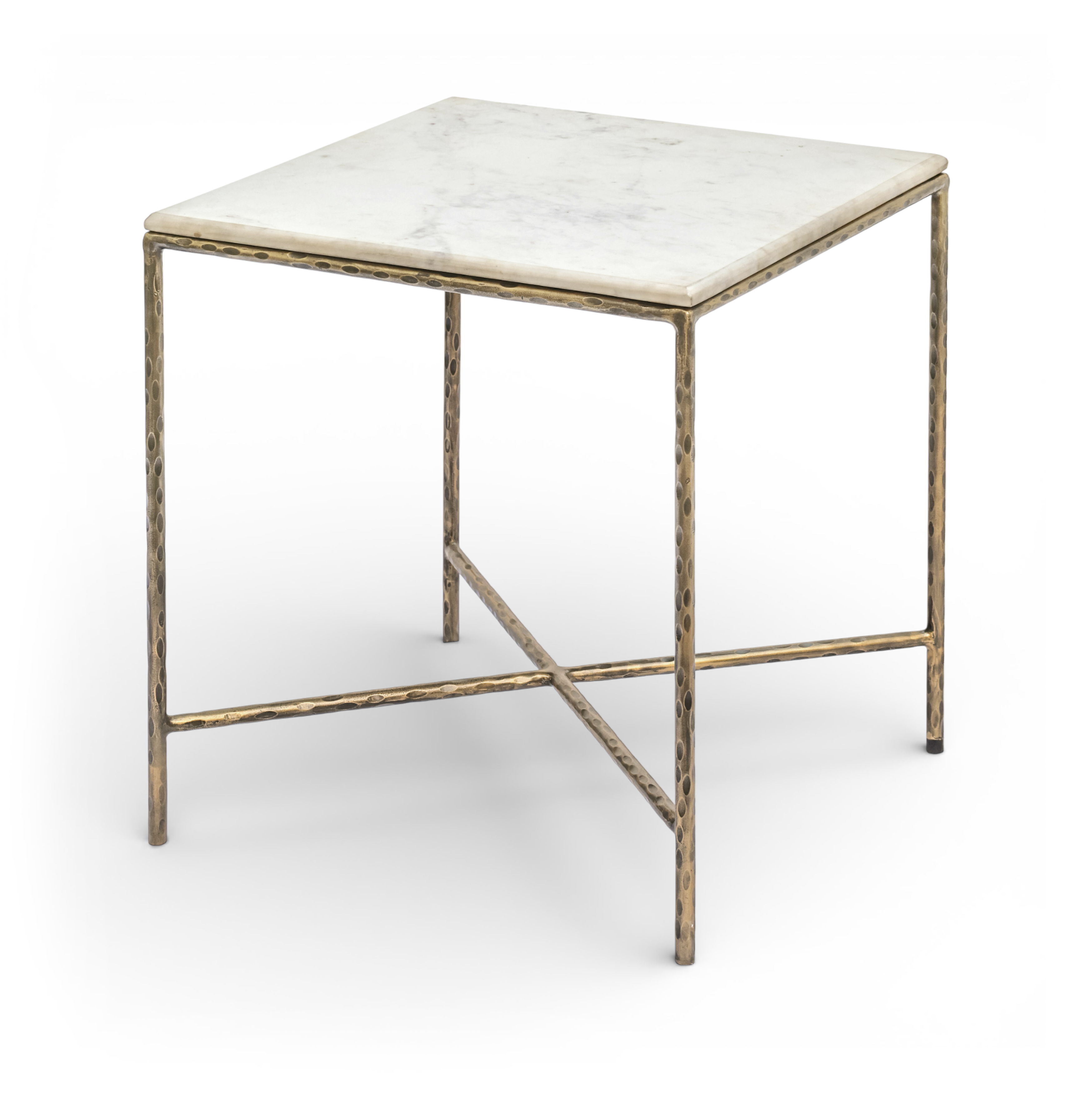 Valen - Marble And Iron End Table - White