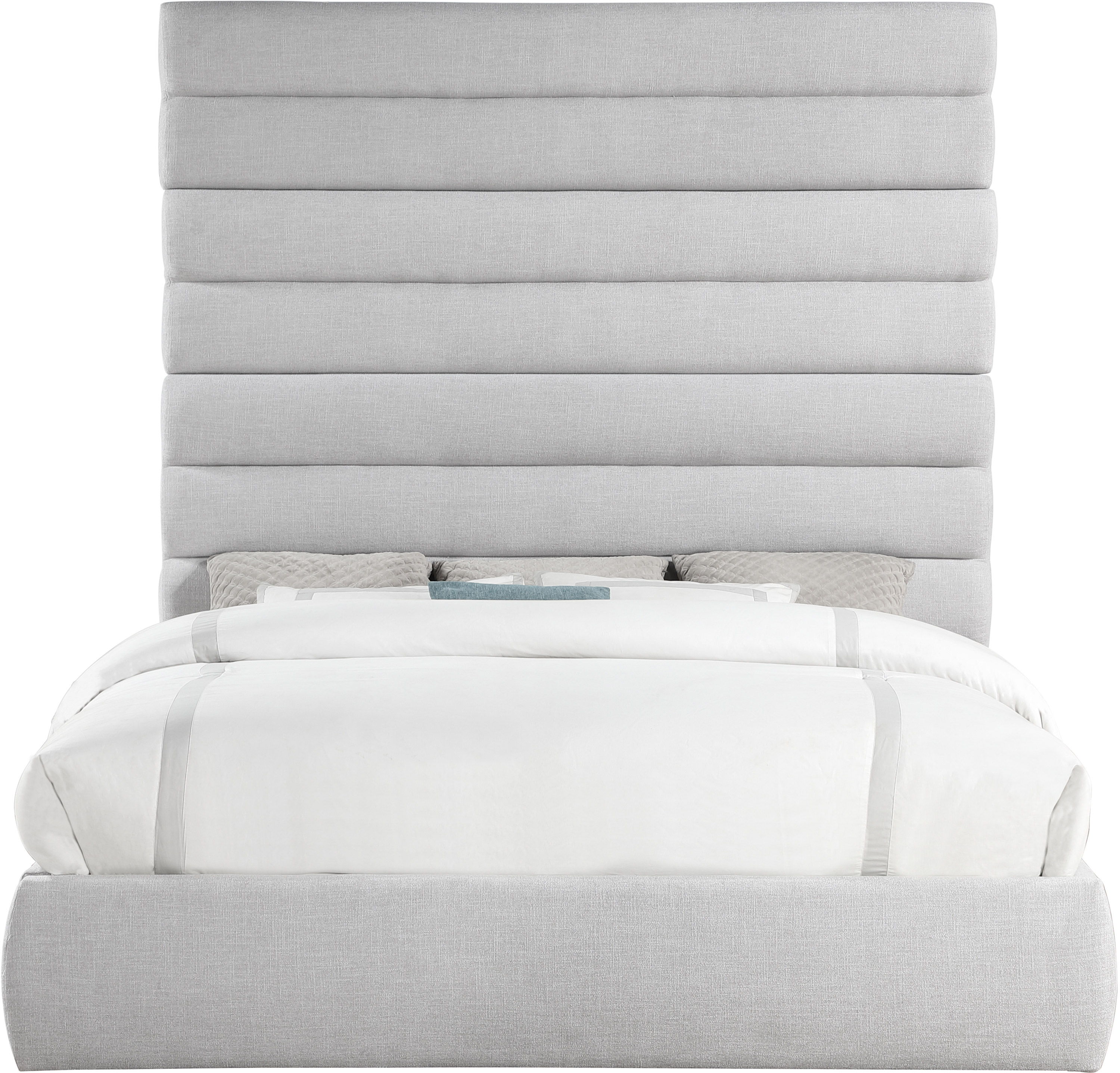 Adam - Linen Fabric King Bed With 89" Headboard - Gray