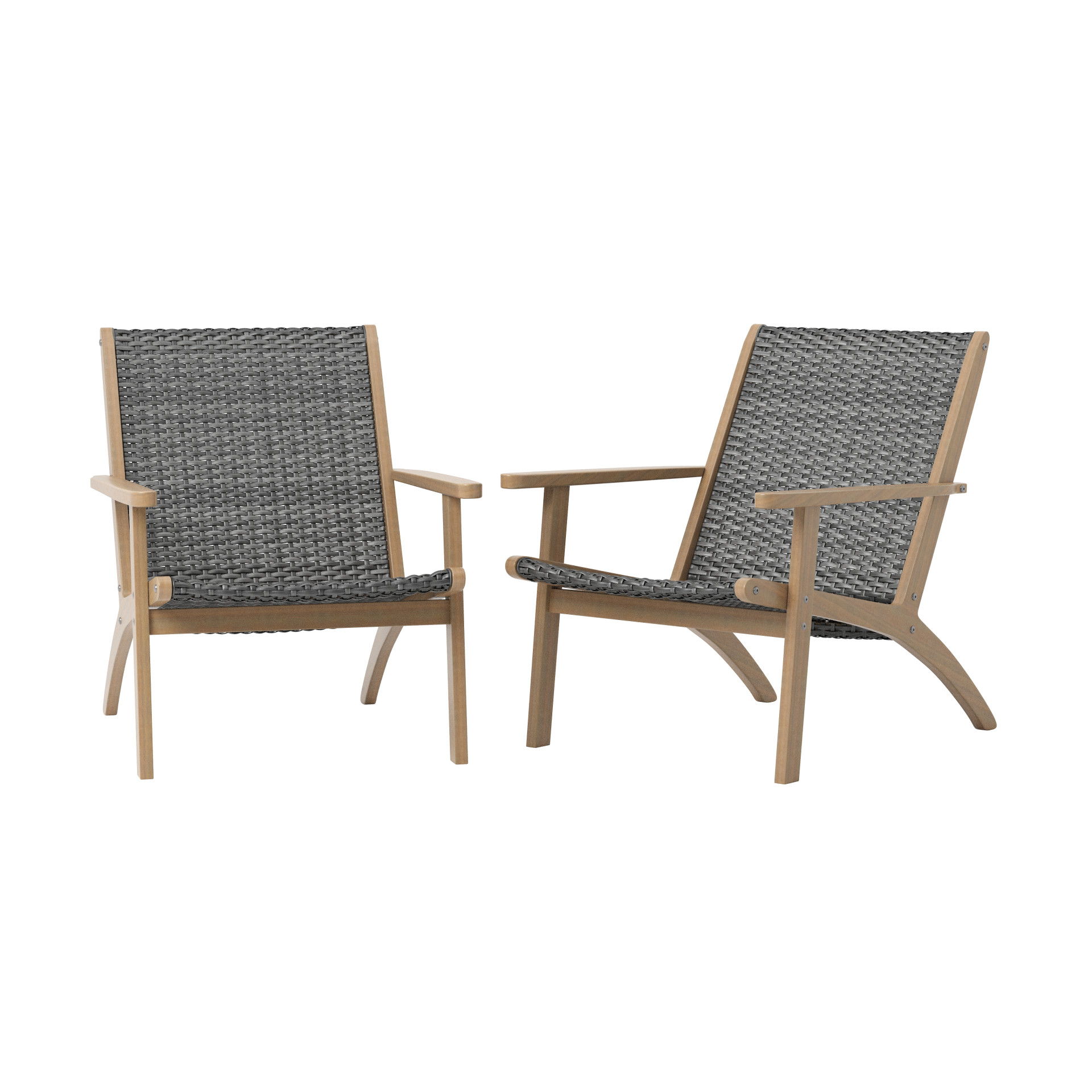 Radius - Patio Wood And Wicker Side Chair (Set of 2) - Gray, gray, view 6