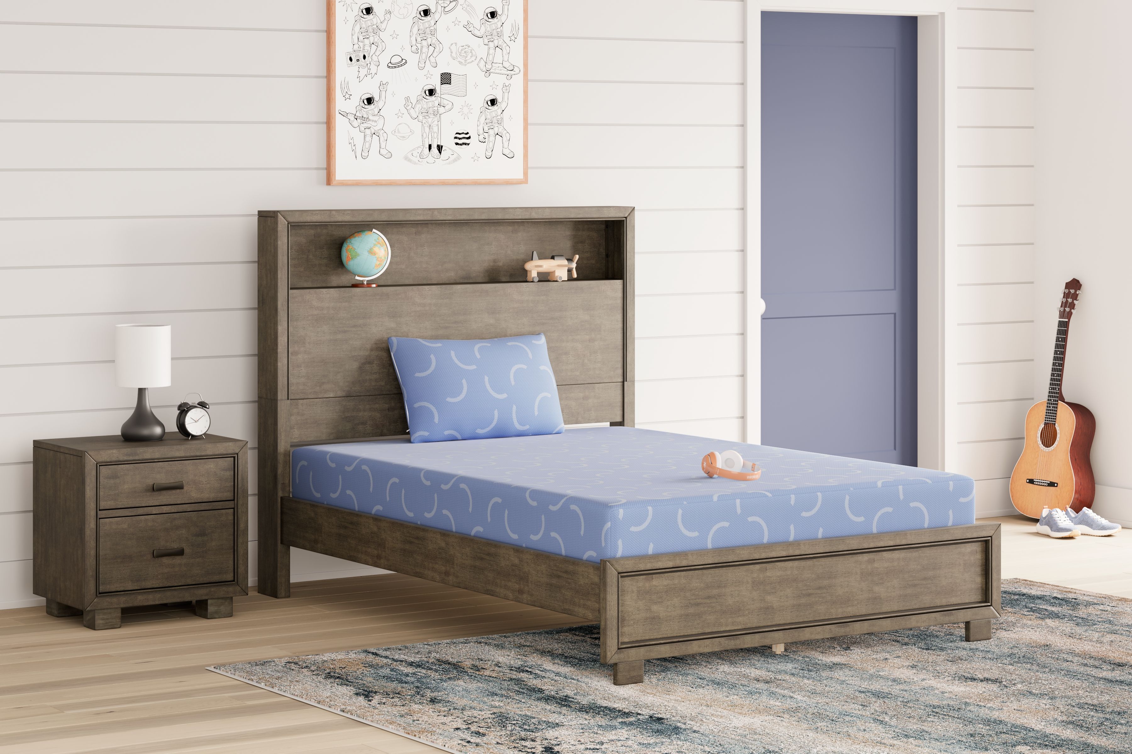 Ikidz Ocean - Twin Mattress and Pillow Set of 2 - Blue