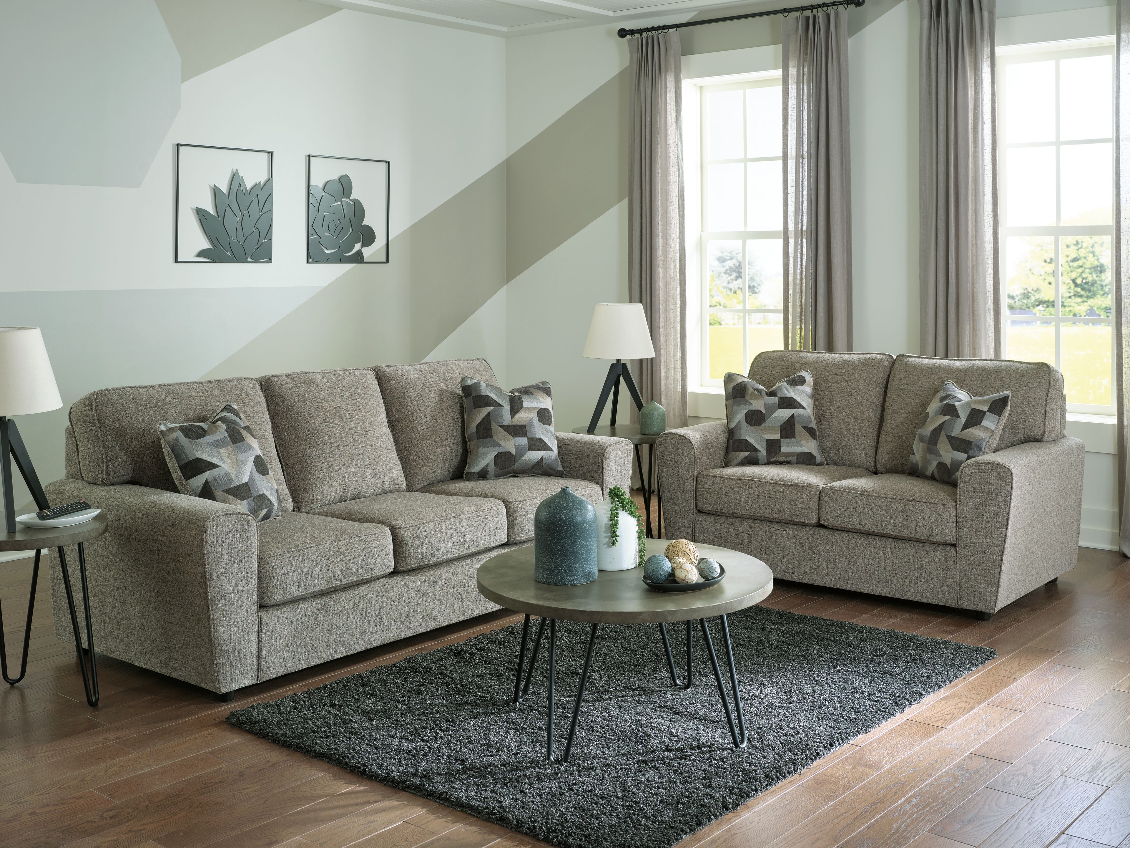 Ashley Furniture Cascilla - 2 Pc. - Sofa, Loveseat - Pewter - Image 4