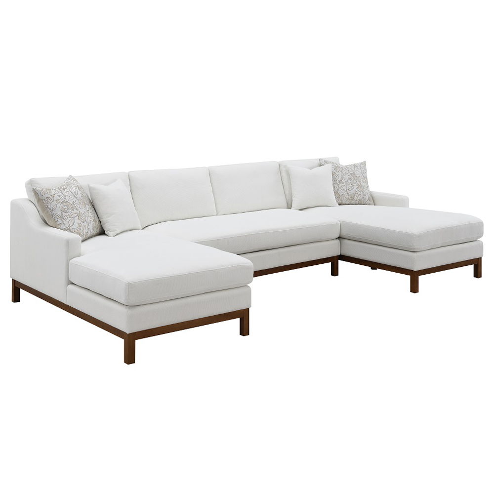 Valiant - Sectional Sofa With 4 Pillows - Ivory Chenille, white, view 2