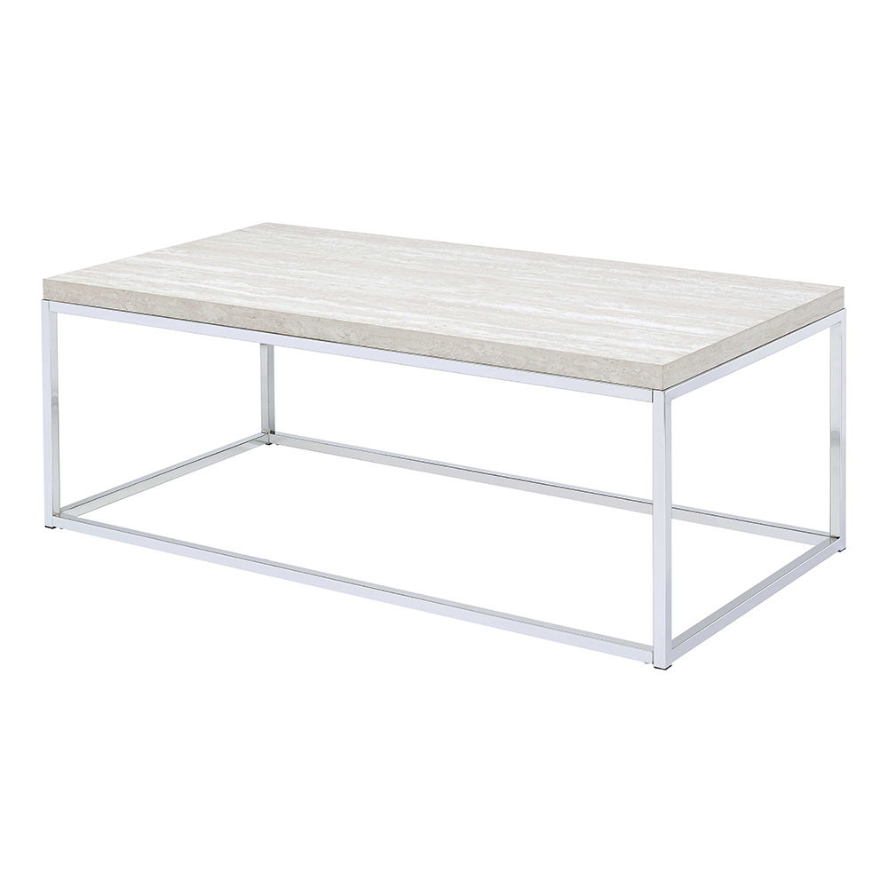 Snyder - Coffee Table - Engineered Stone Top & Chrome, silver, view 2