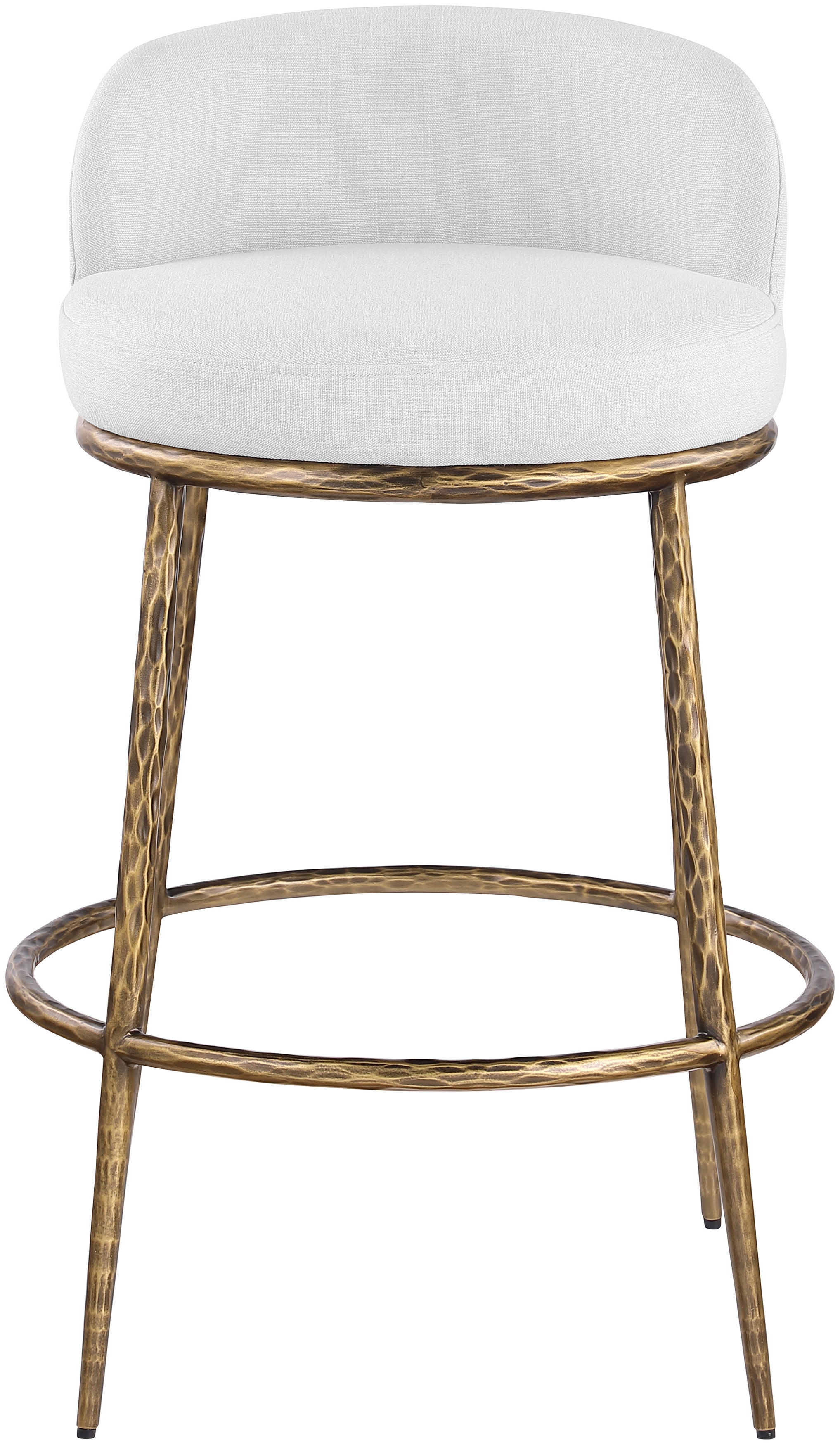 Ferro - Performance Fabric Upholstered Bar Stool - White / Antique Brass