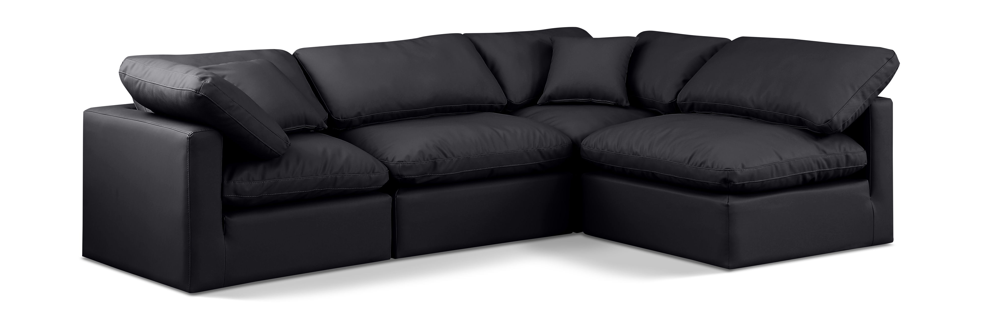 Indulge - Faux Leather 4 Piece Modular Sectional - Black