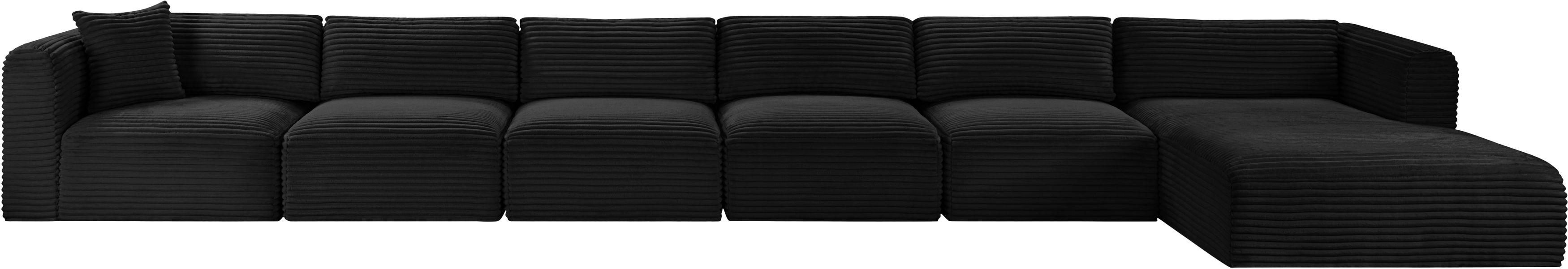 Shaggy - 6 Piece Modular Sectional With Chaise - Black
