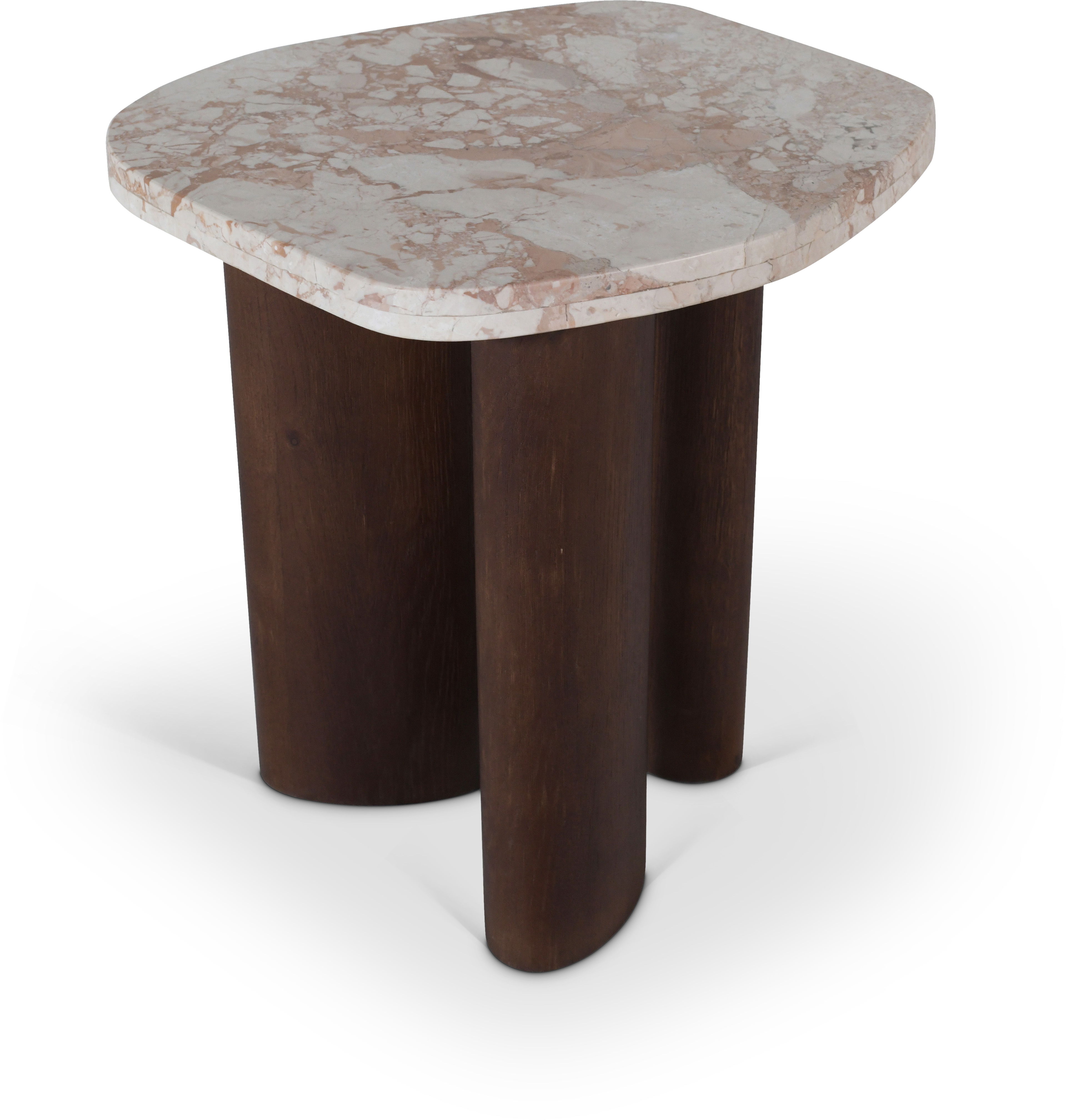 Puglia - Marble Top And Oak Wood Base End Table - Cream