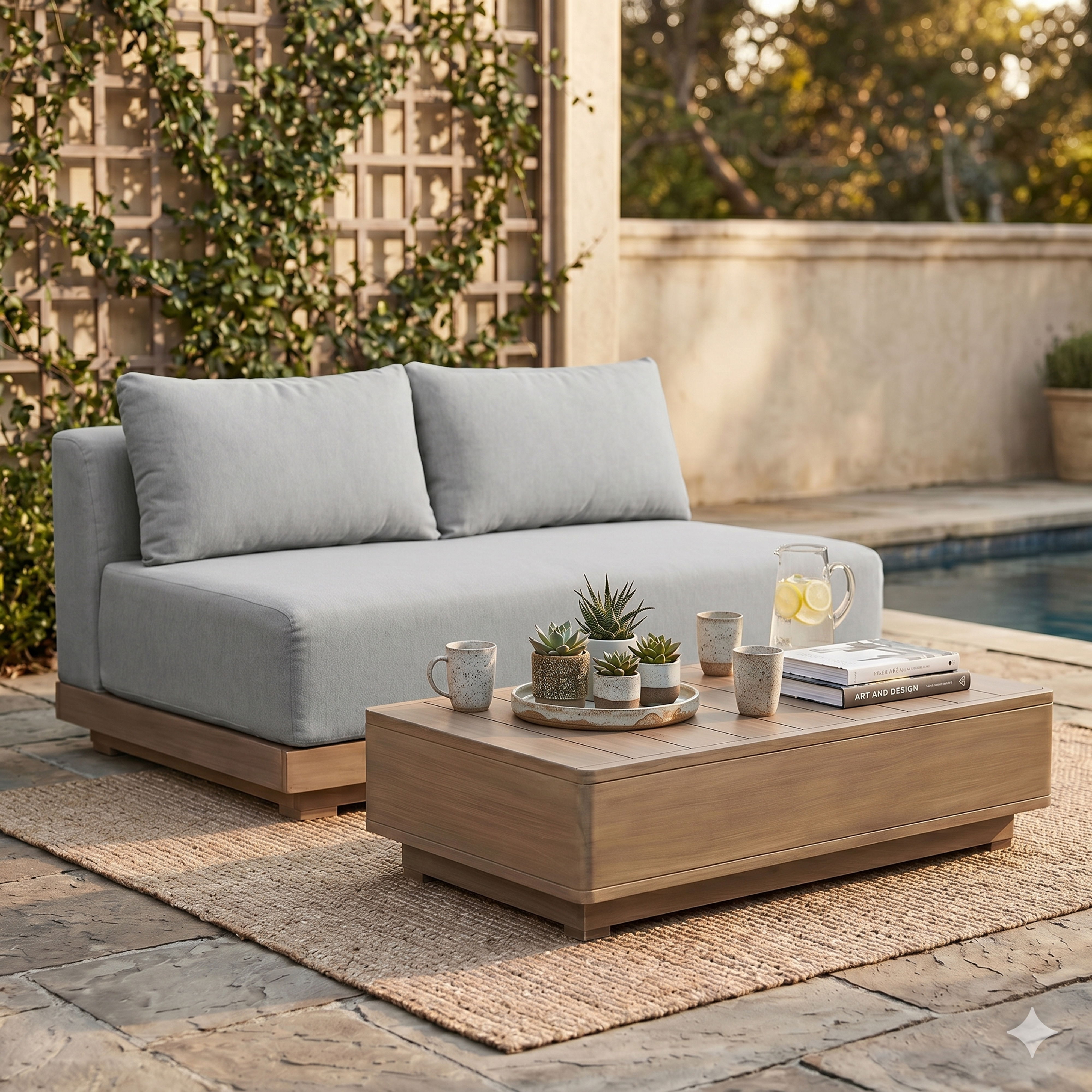 Solace - Olefin Performance Fabric Outdoor Patio Modular Loveseat - Gray