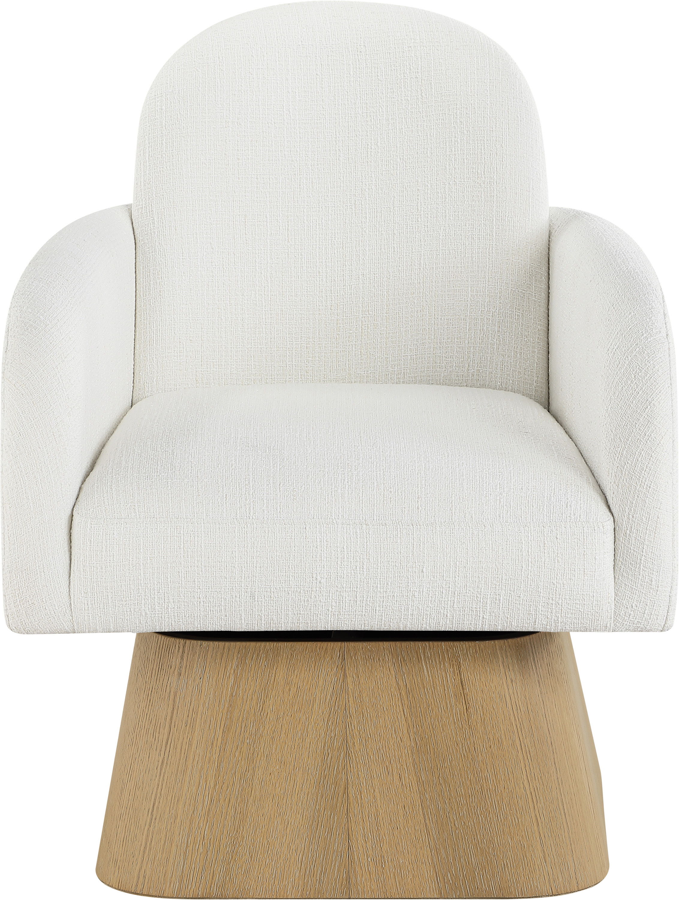 Marlowe - Linen Textured Fabric Upholstered Swivel Accent Chair - Cream / Stained Natural