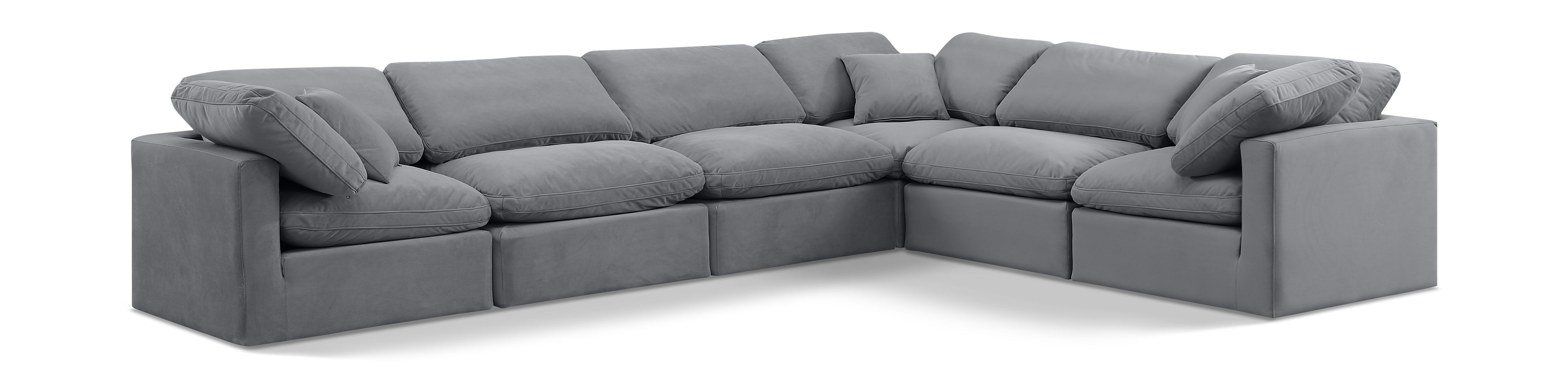 Indulge - Velvet 6 Piece Modular Corner Sectional - Gray