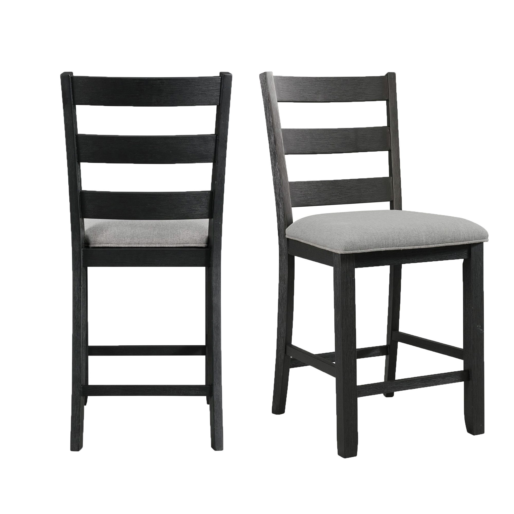 Counter Side Chair With Gray Fabric (Set of 2)
