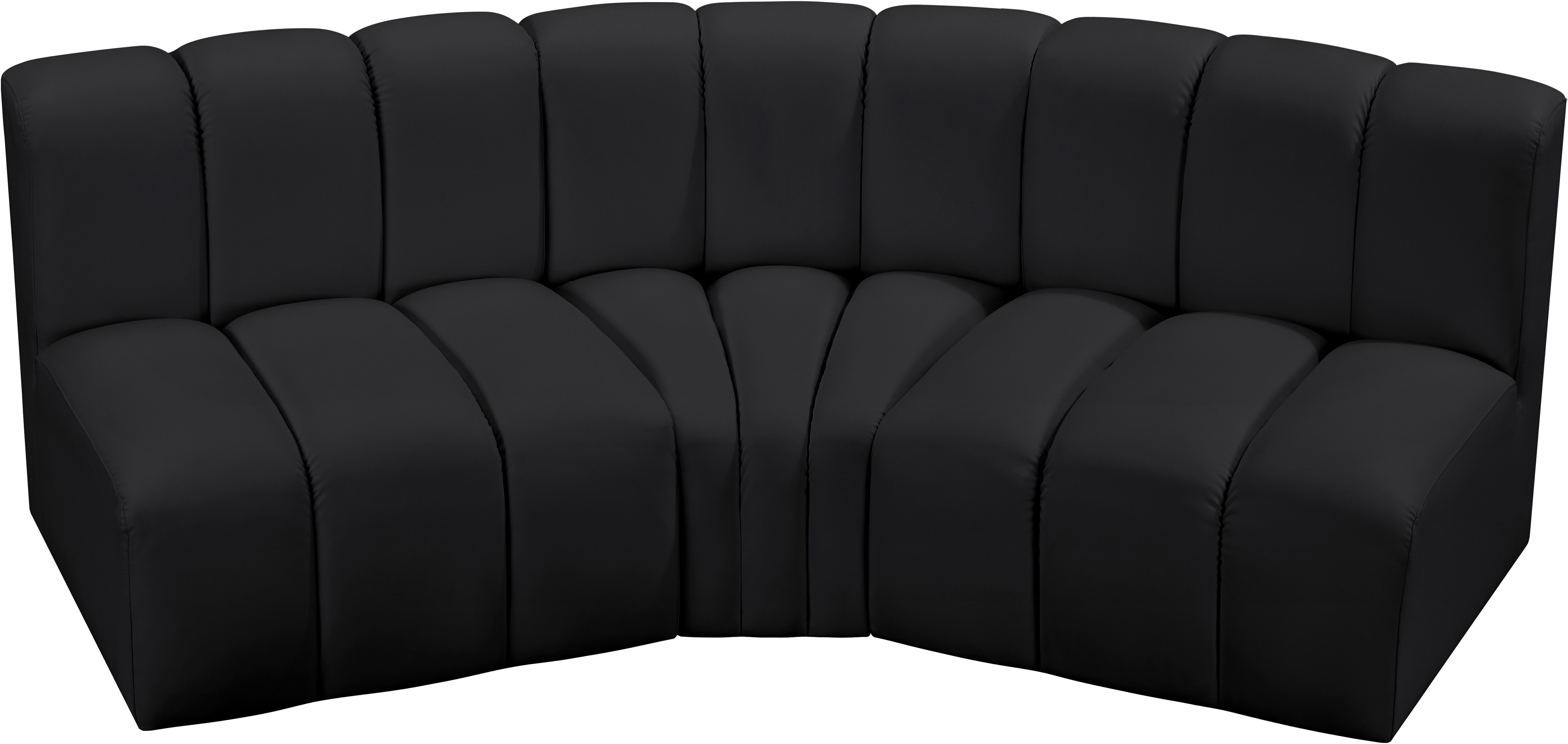 Arc - Faux Leather 3 Piece Modular Corner Sofa - Black