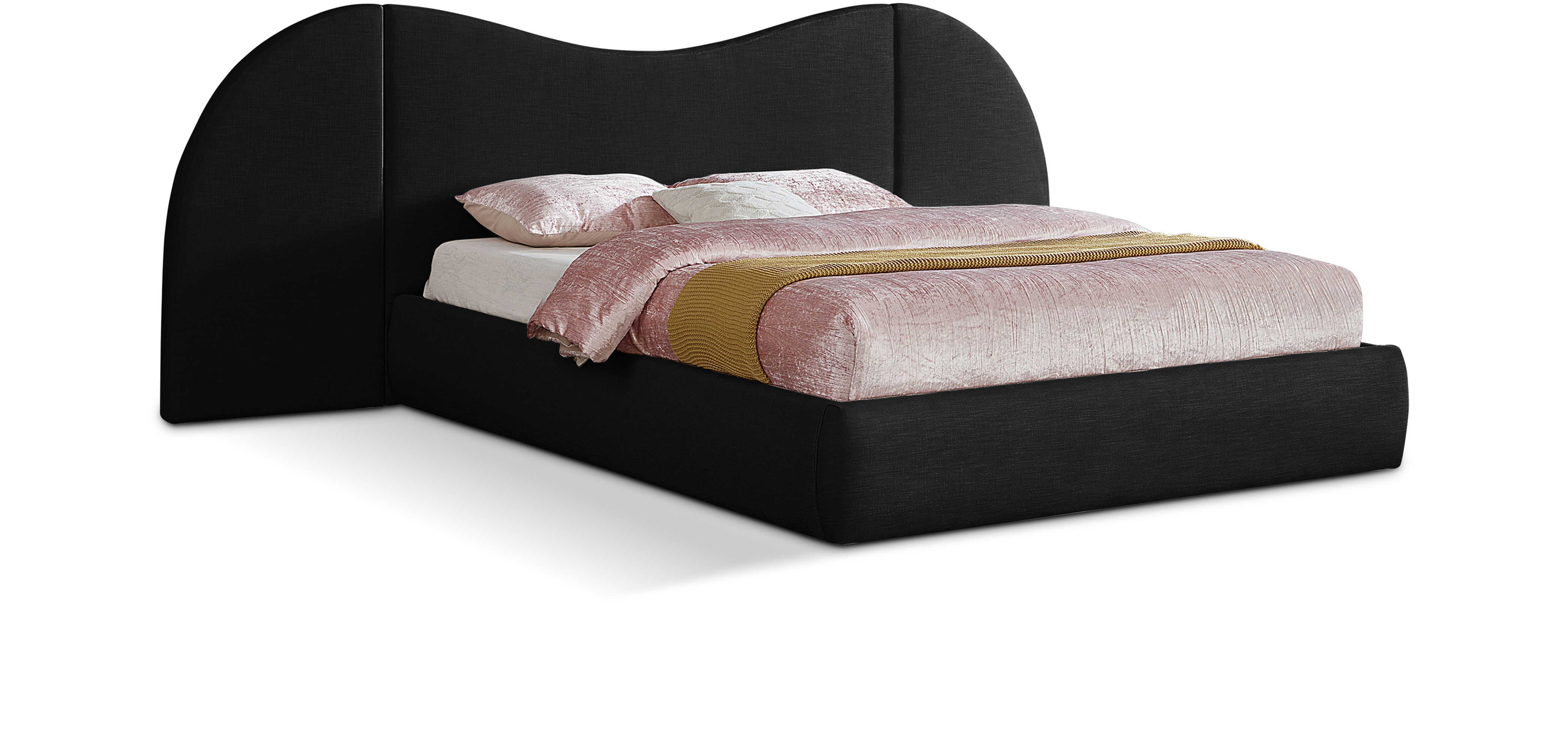 Everest - Linen Fabric King Bed - Black