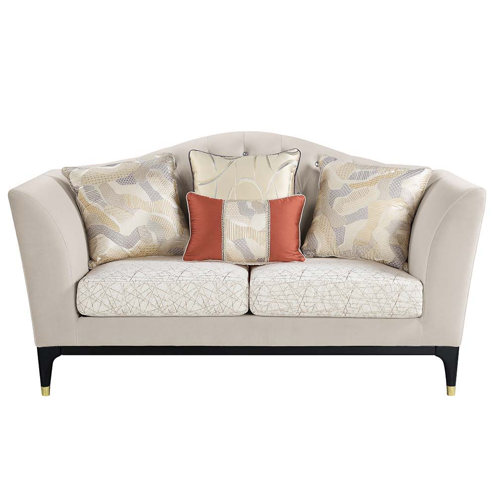 Tayden - Loveseat With 4 Pillows - Beige Velvet, beige, view 4