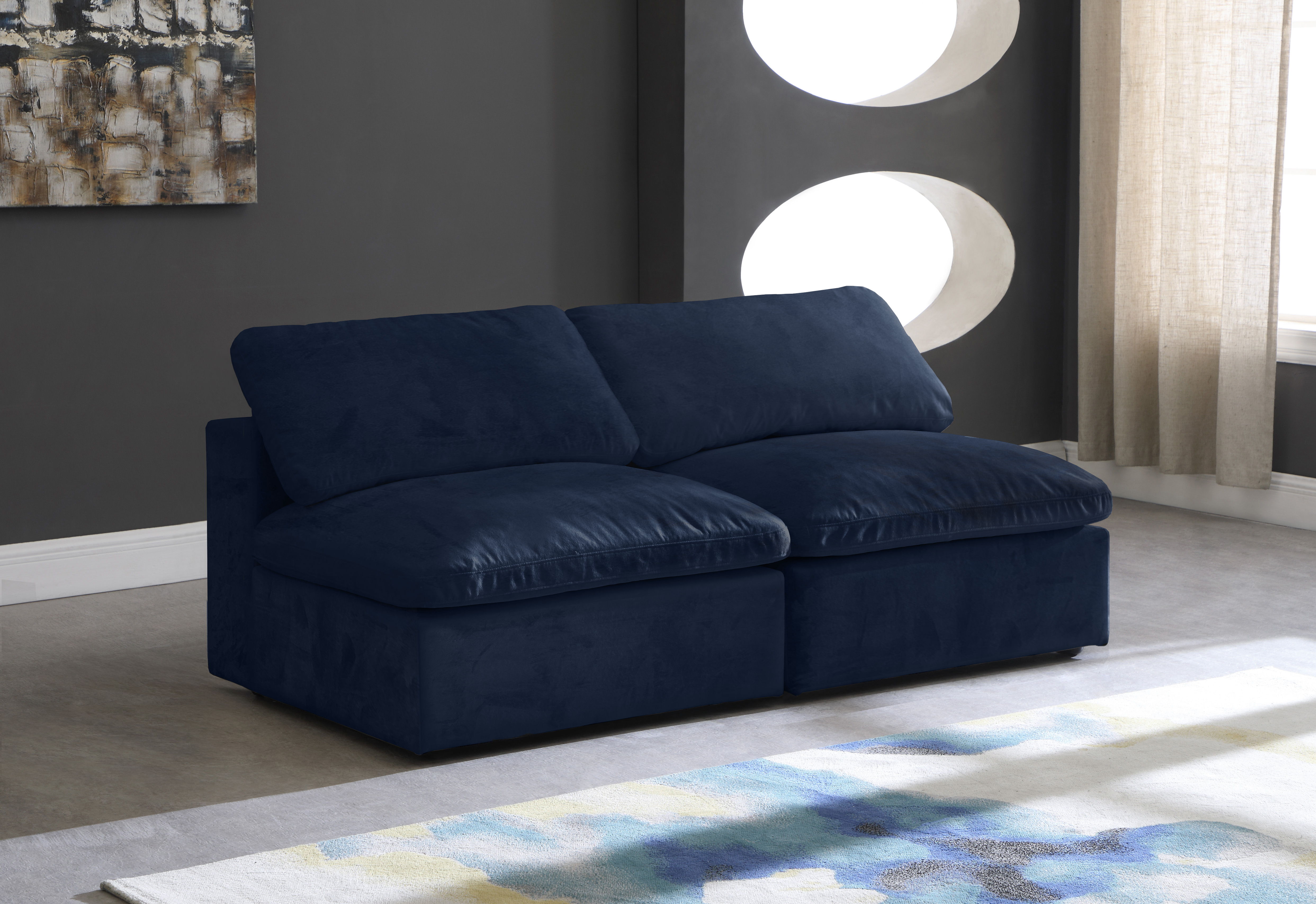 Cozy - 2 Piece Modular Armless Sofa - Navy