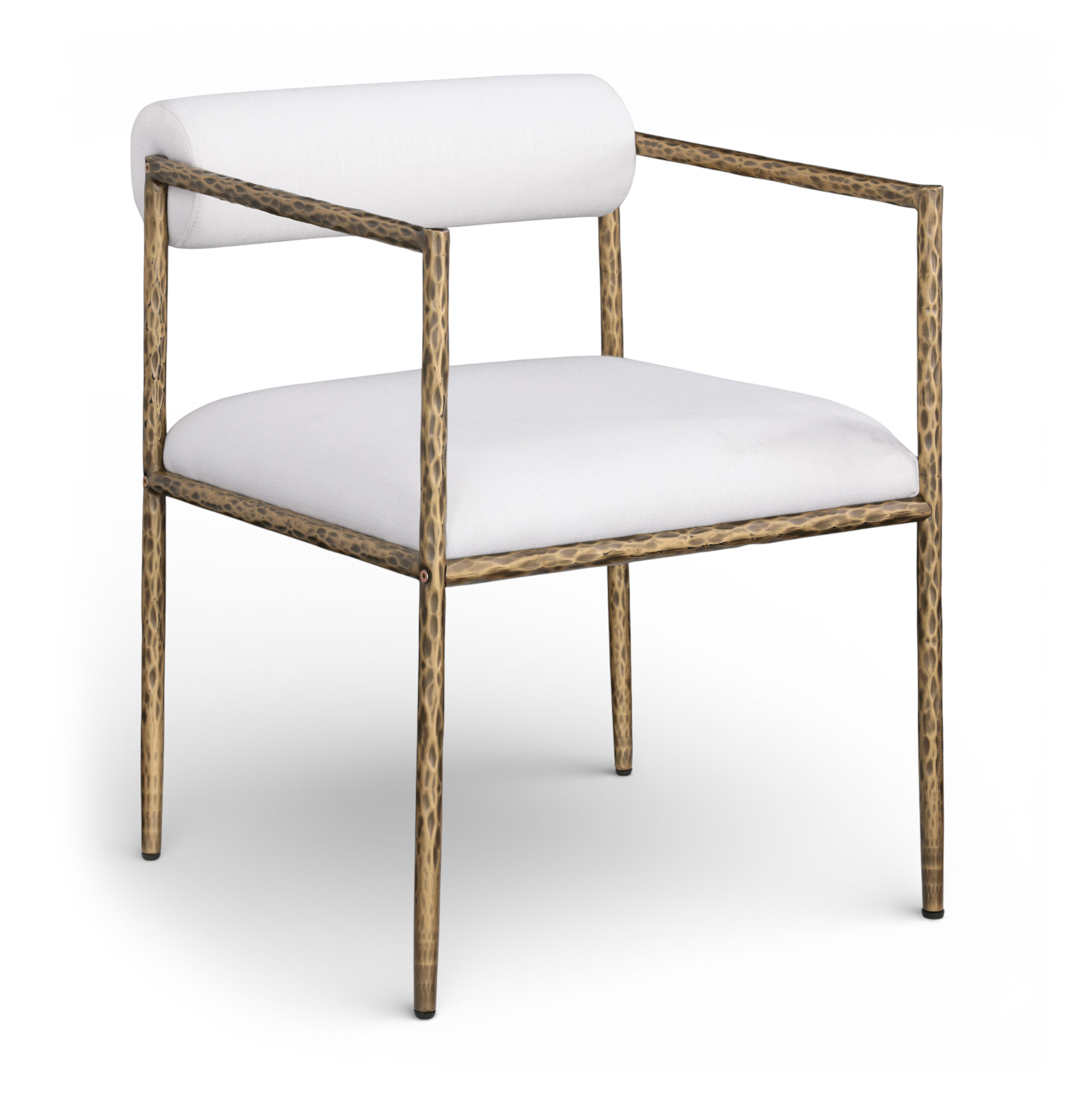 Axis - Linen Textured Fabric Upholstered Dining Chair (Set of 2) - Cream / Powder Coated Brushed Brass