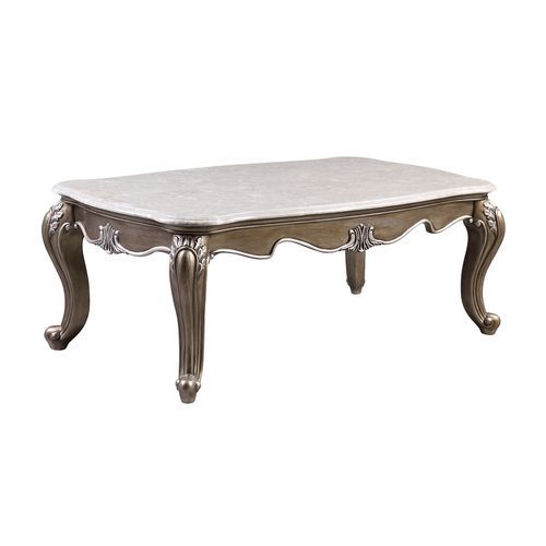 Elozzol - Coffee Table - Marble Top & Antique Bronze, dark gray