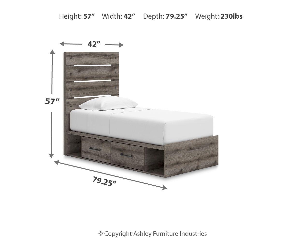 Ashley Furniture Graystorm - Twin Panel Bed With Storage - Brown Gray - Image 4
