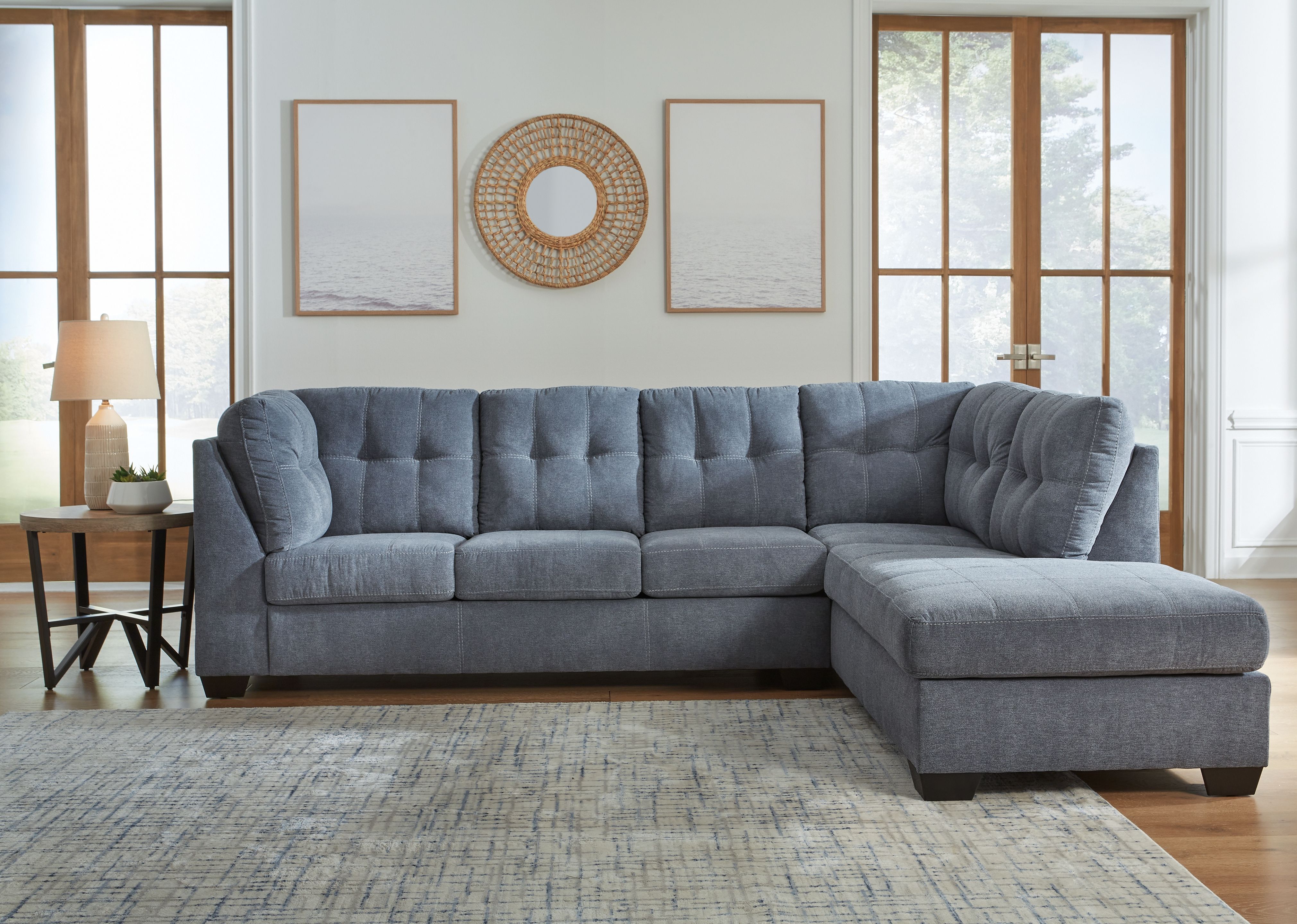 Ashley Furniture Marleton - 2-Piece Sectional With Raf Corner Chaise - Denim - Image 5