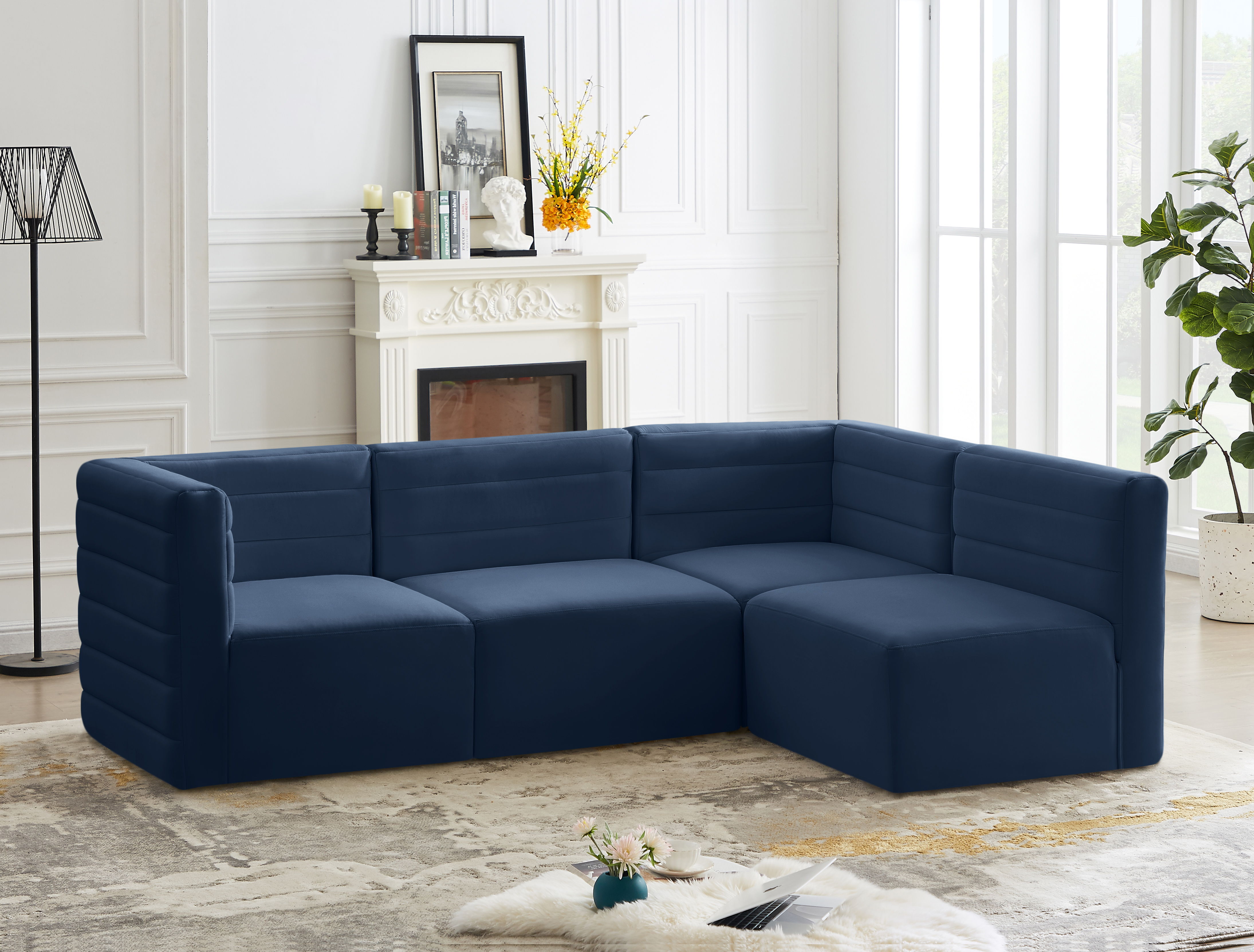 Quincy - 4 Piece Modular Sectional - Navy