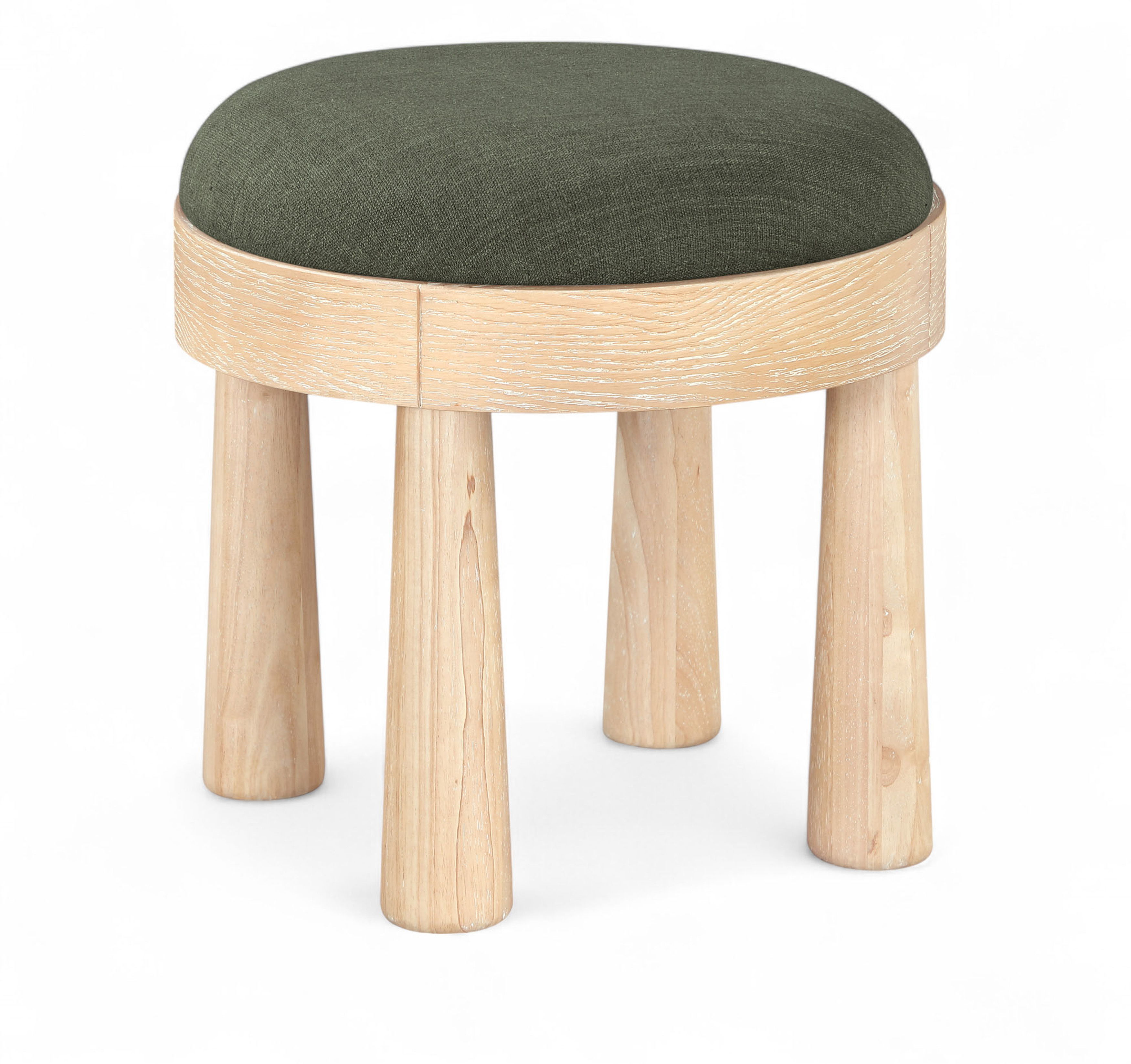 Larea - Linen Textured Fabric Ottoman - Olive